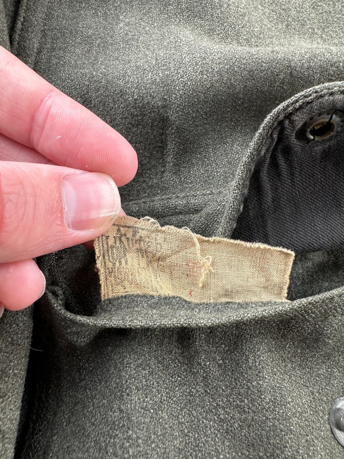 Union Tag on Vintage 60’s Filson Green Wool Mackinaw Jacket W/ Repairs SZ L