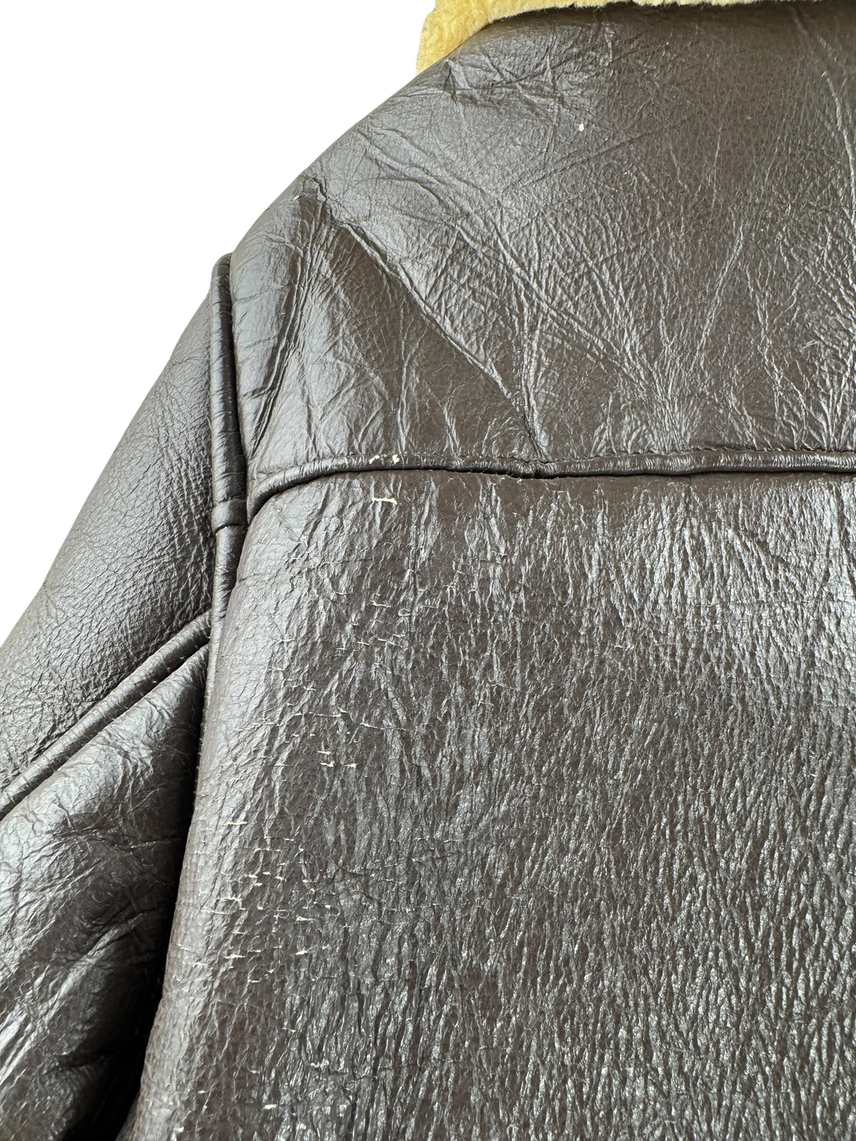 Wear on back shoulder of Vintage 40s/50s Military B-3 Style Leather Jacket SZ M - AS IS
