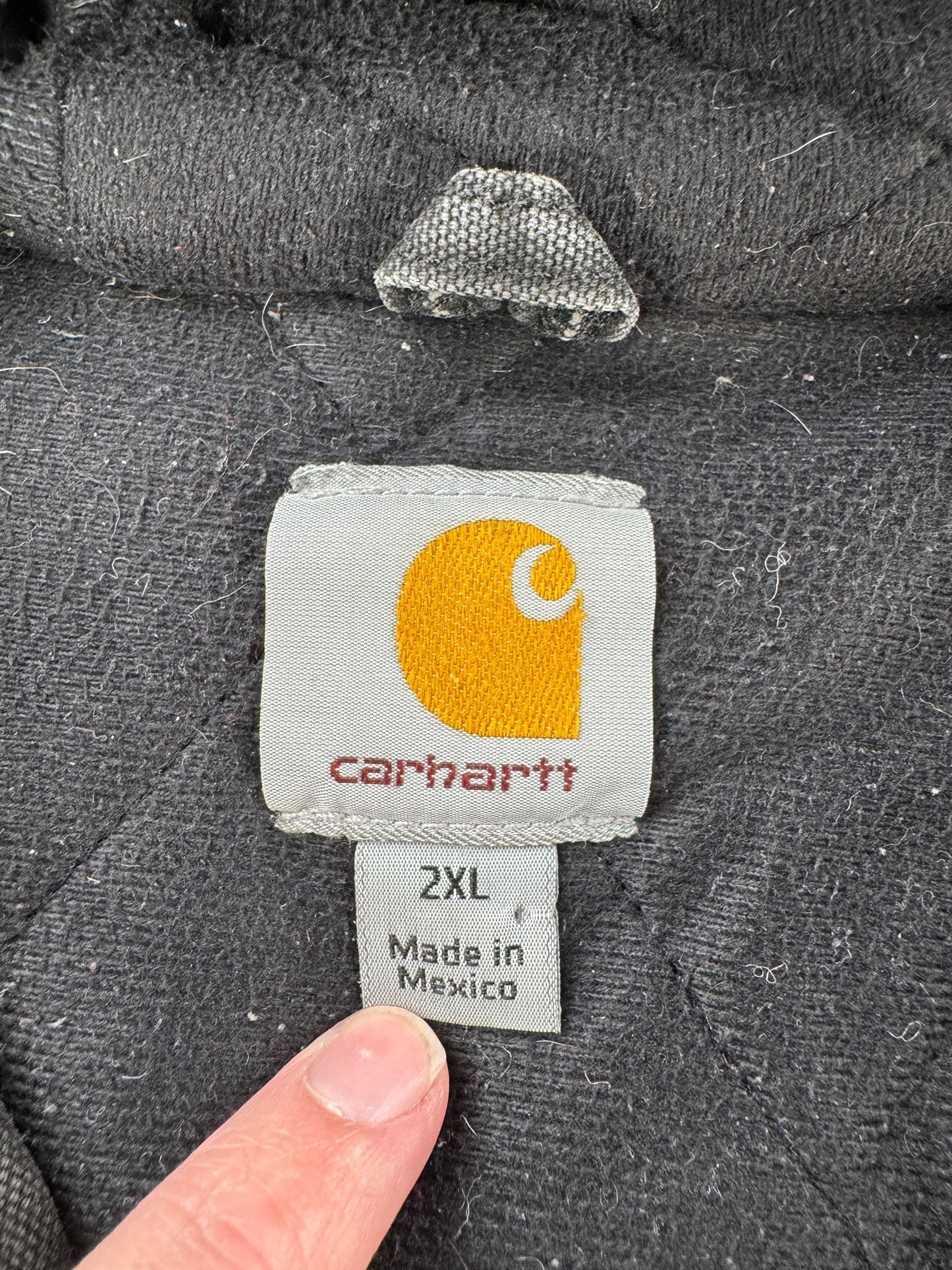 Label on Vintage Carhartt Hooded Jacket SZ XXL