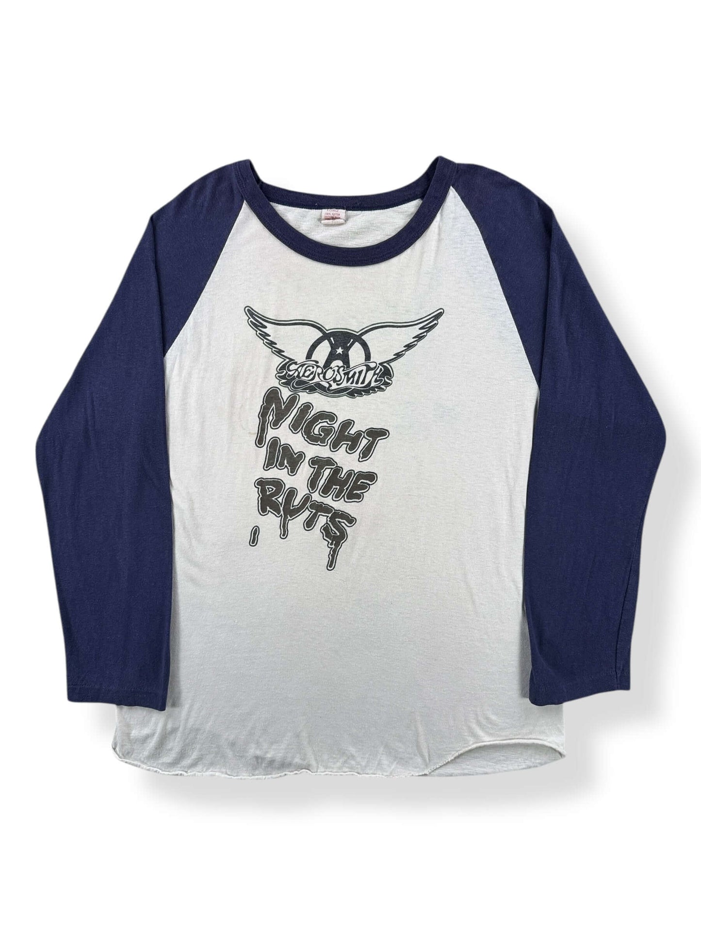 Front of Vintage Aerosmith Right in the Nuts Raglan Tee SZ XL (Fits M)