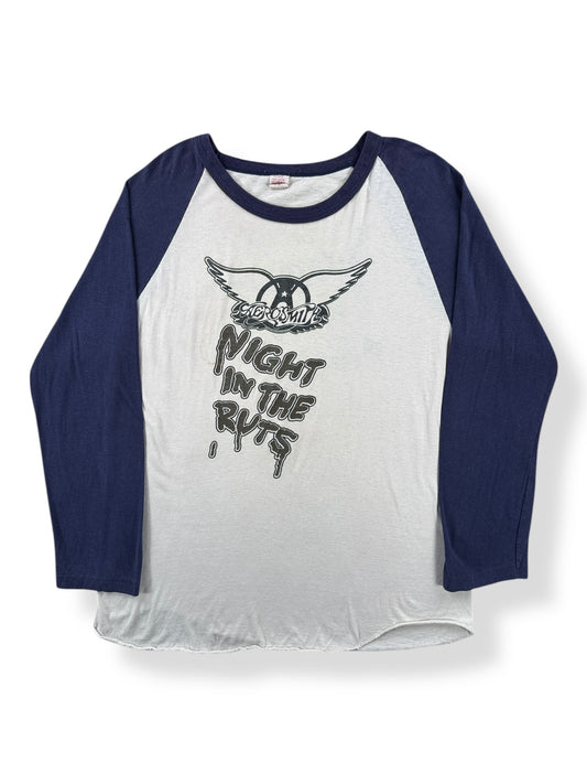 Front of Vintage Aerosmith Right in the Nuts Raglan Tee SZ XL (Fits M)