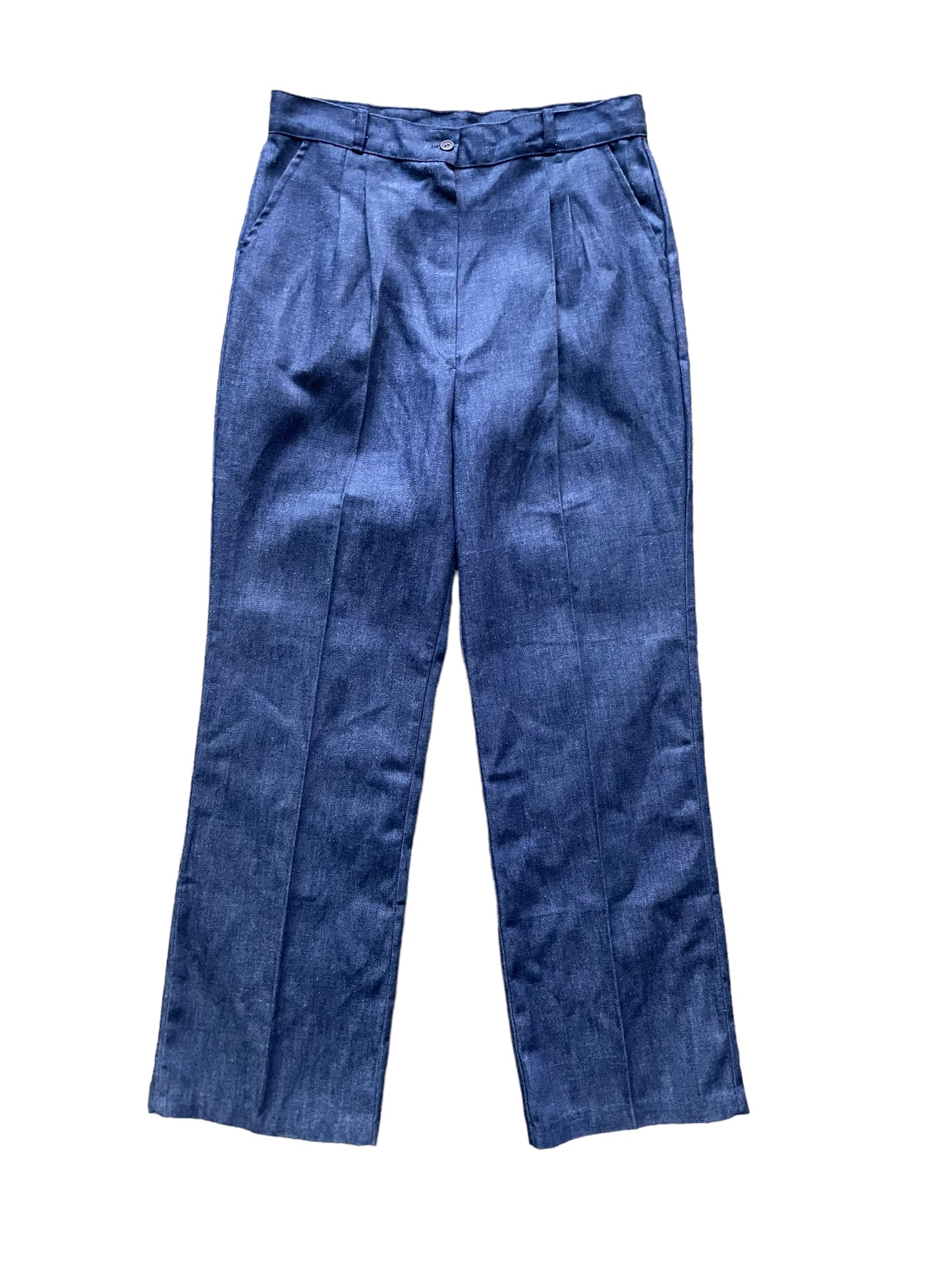 Full front view of Vintage 1970s Mork and Mindy Denim Trousers W32 | Barn Owl Vintage Seattle | Vintage Denim