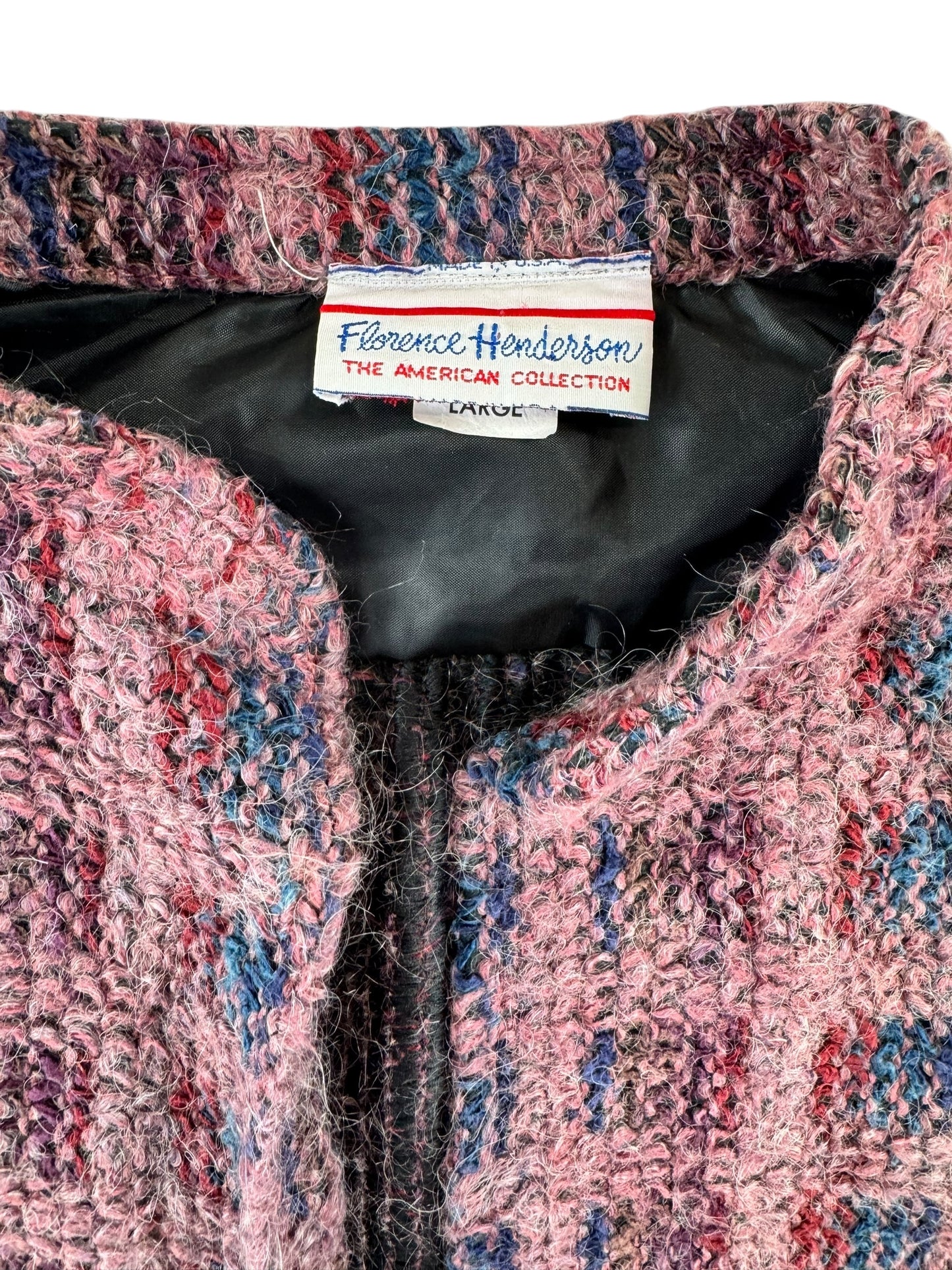 Tag view of 1980s Florence Henderson Grandma Cardigan L