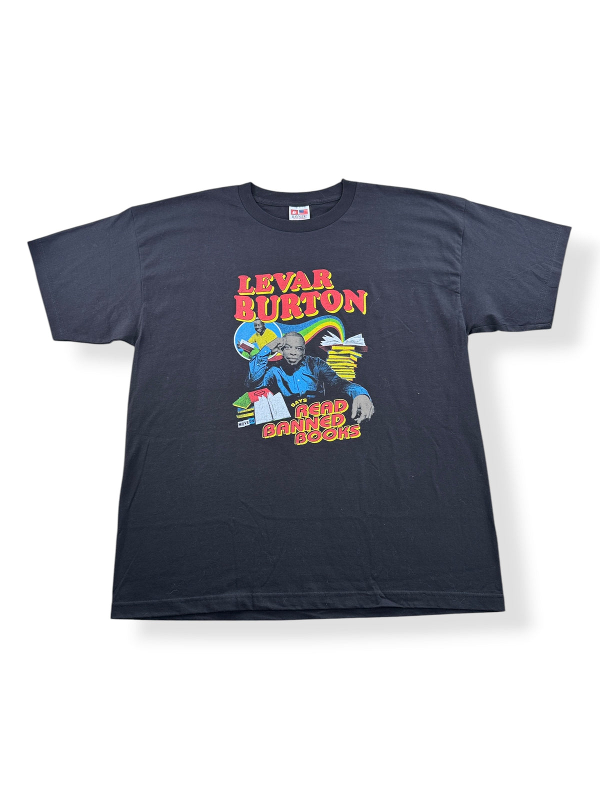 Front of Vintage Levar Burton Read Banned Books Tee SZ XXL
