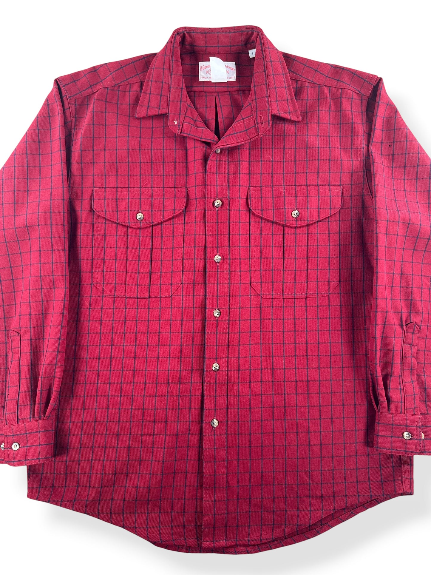 Closeup of Filson Red Guide Shirt SZ L