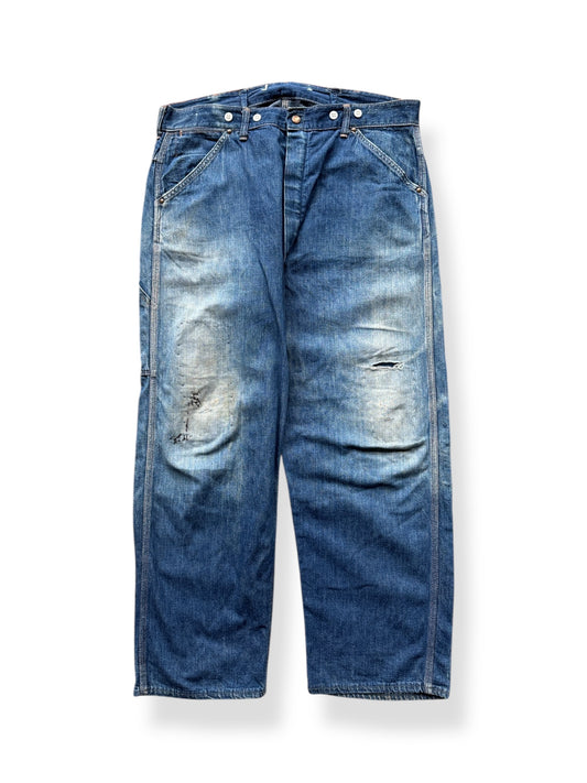 Front of Vintage Union Made Hand Repaired Carpenter Jeans W37