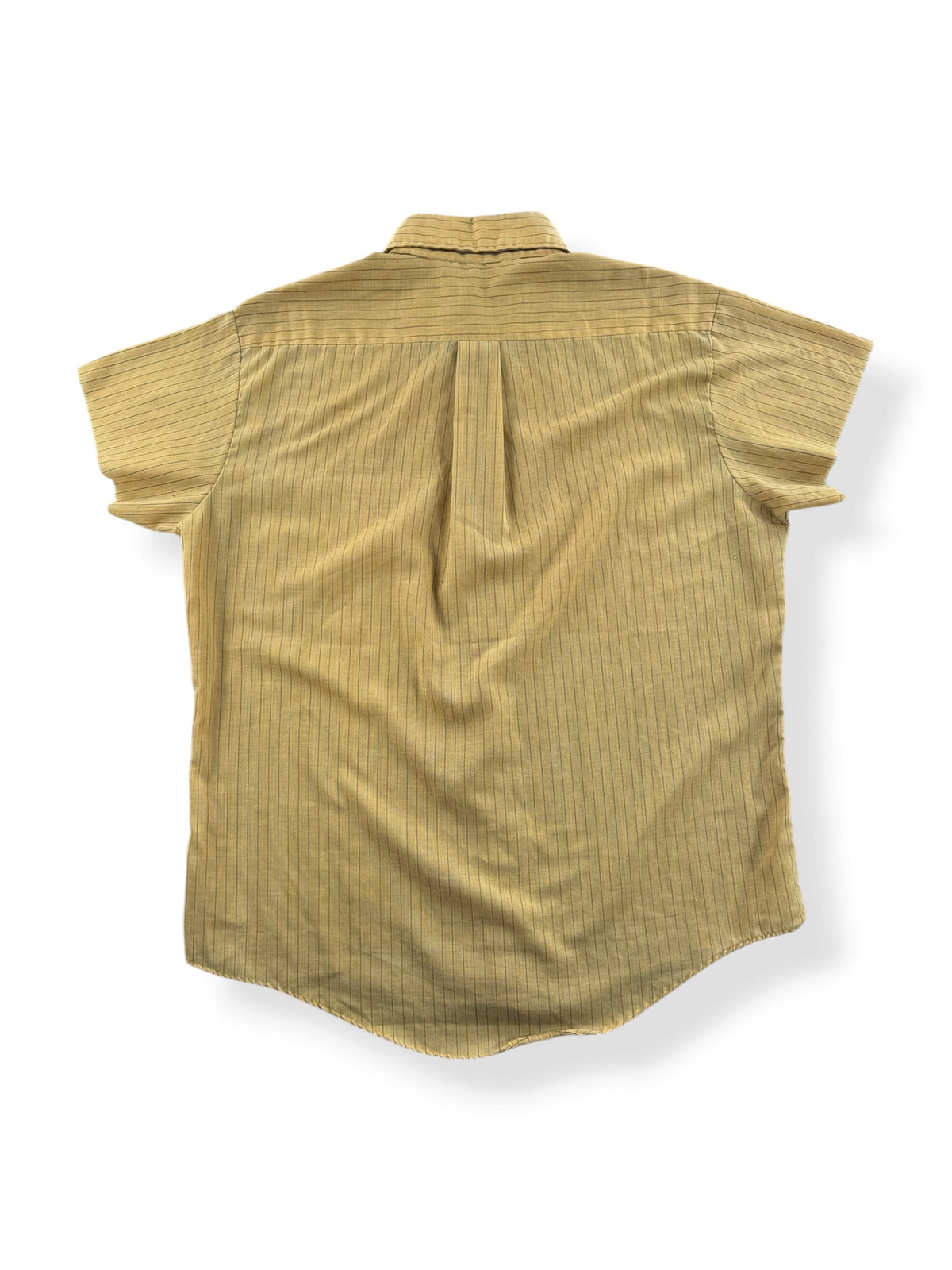 Back of Vintage 70s Yellow Striped Shirt W/ Chopped Sleeves SZ L