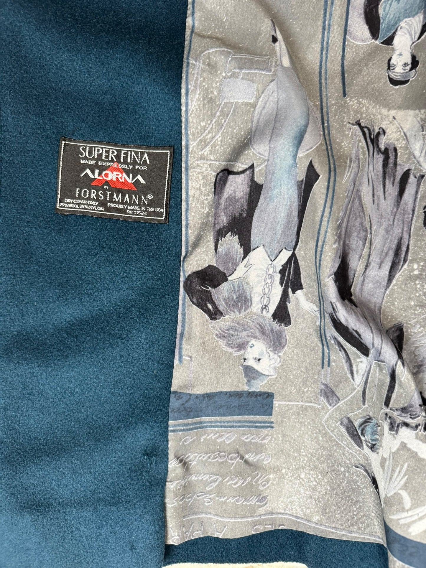 Tag 80s Does 40s Blue Wool Coat L-XL