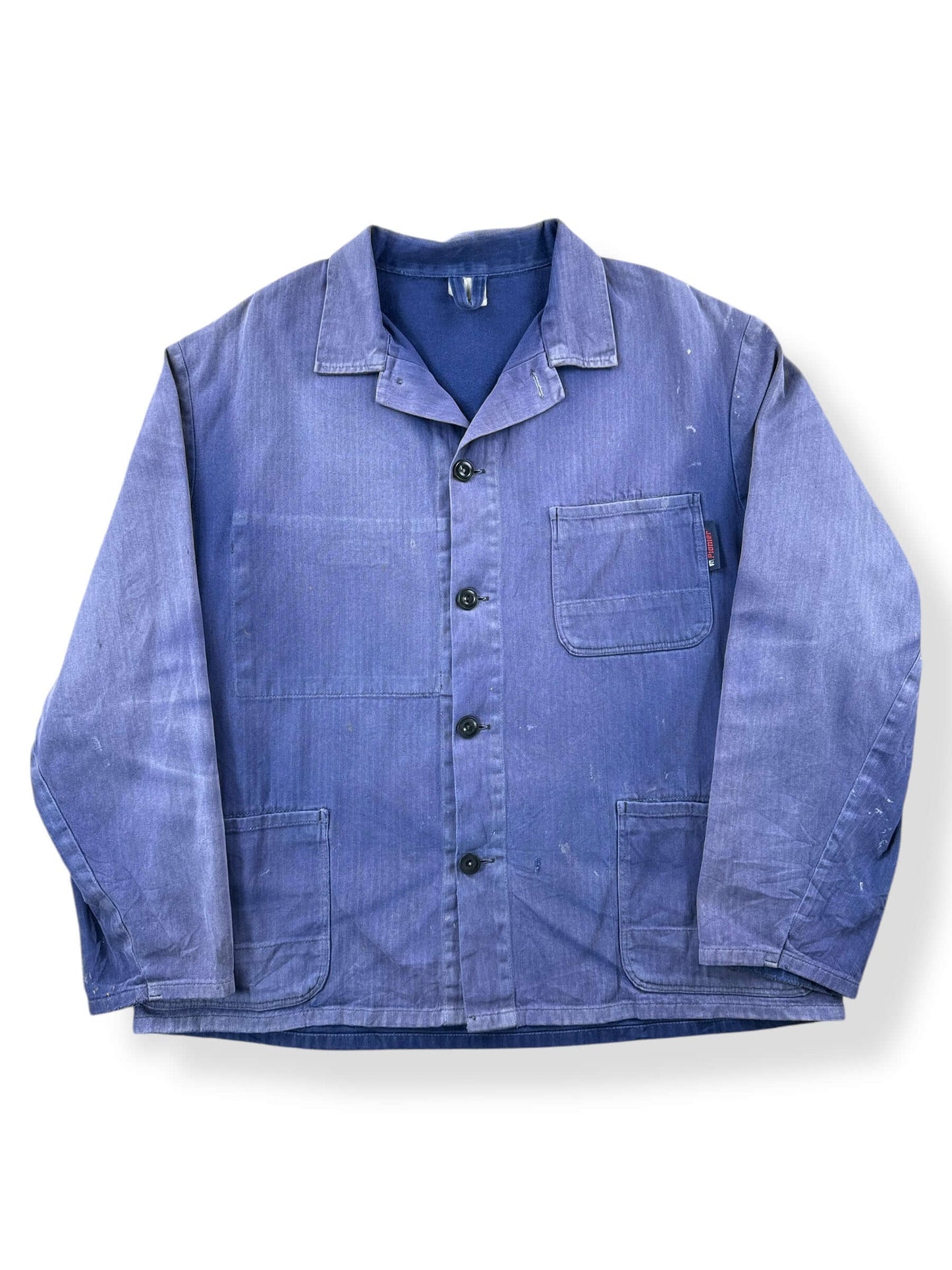 Front of Vintage Pionier Sunfaded French Chore Coat SZ XL