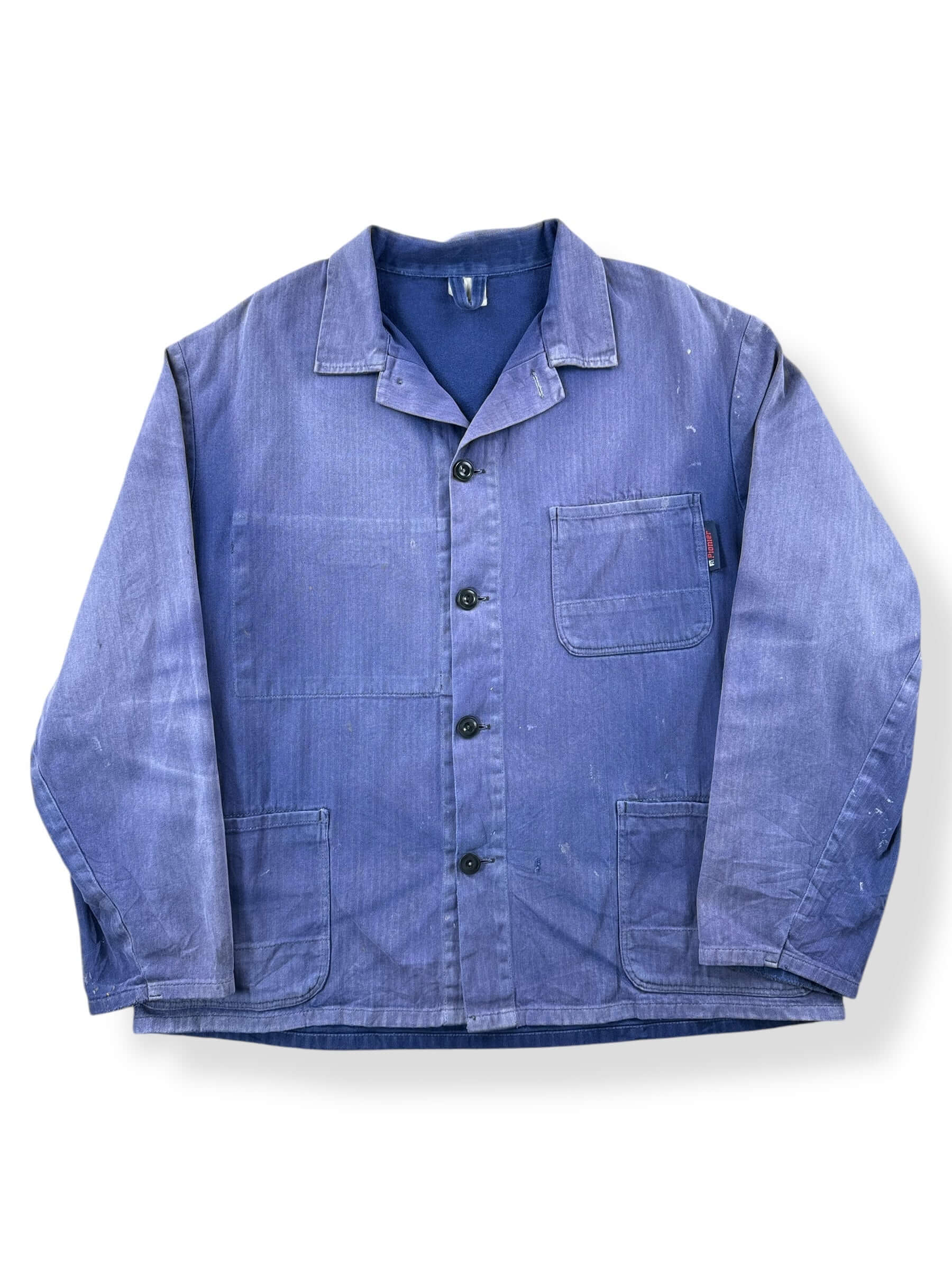 Front of Vintage Pionier Sunfaded French Chore Coat SZ XL