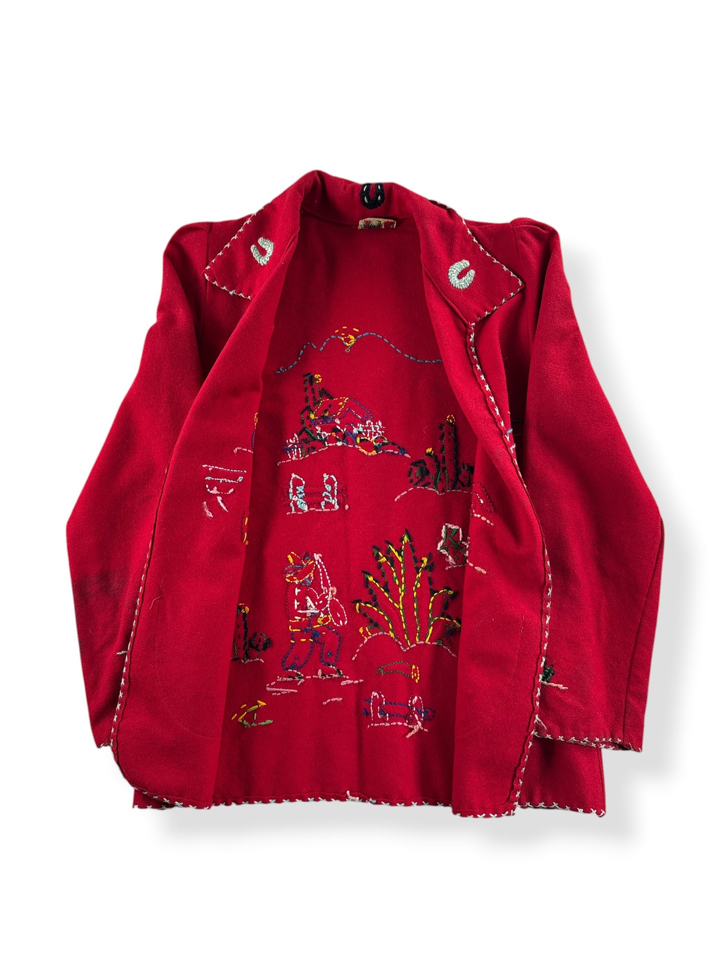 Inside of Vintage Lopez Mexican Embroidered Coat SZ XS