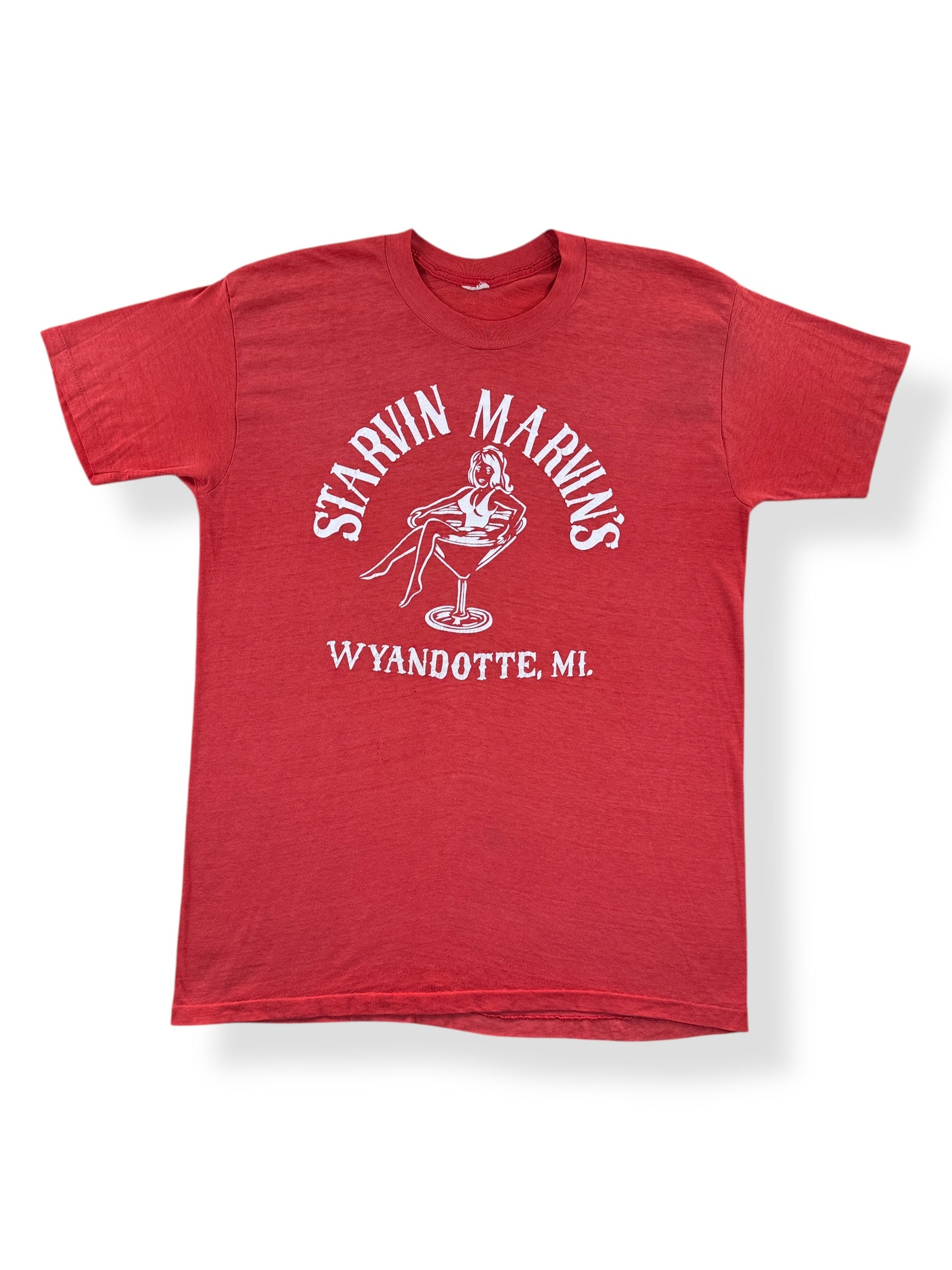 Front of Vintage Starvin Marvins WI Bar Tee SZ M