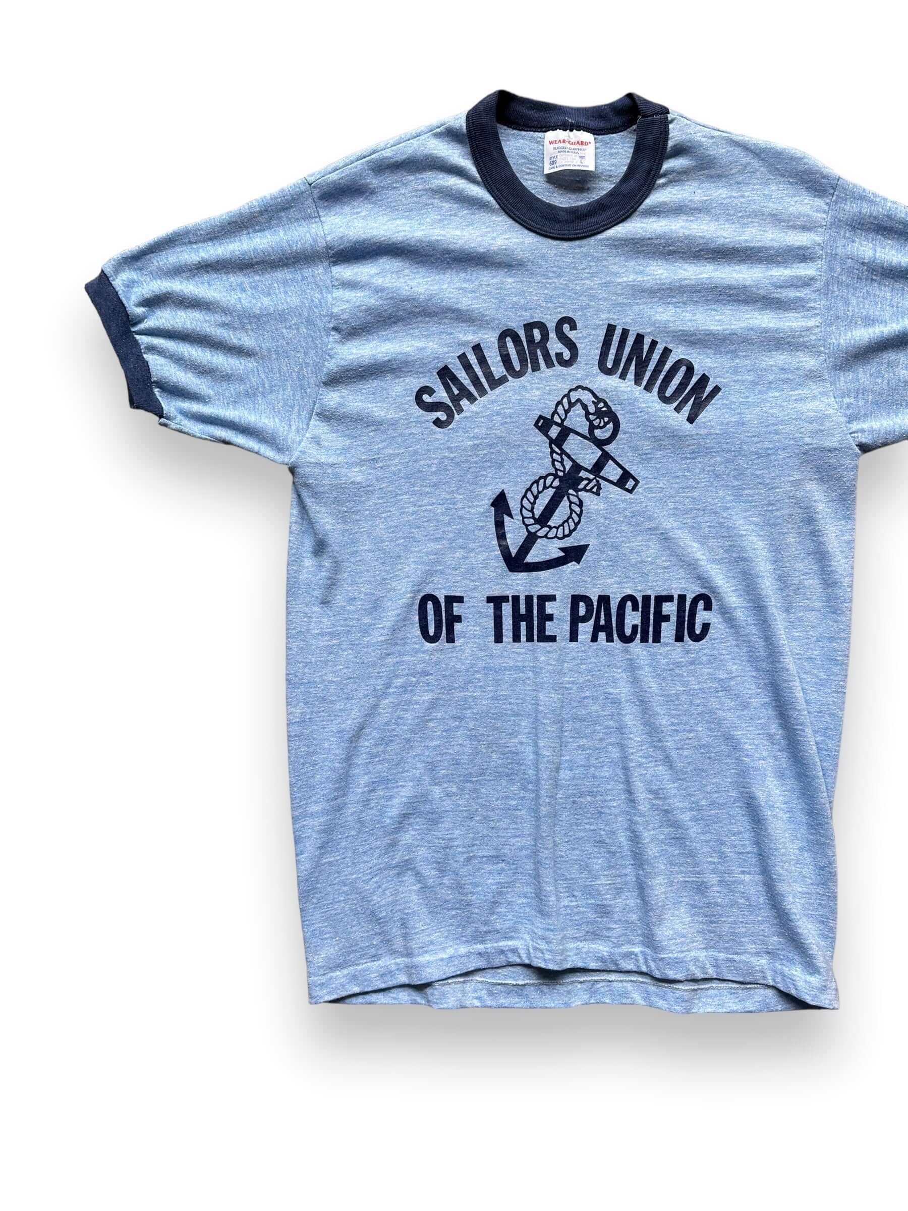 Front Right View of Vintage Sailors Union Ringer Tee SZ L | Vintage Ringer Tees Seattle