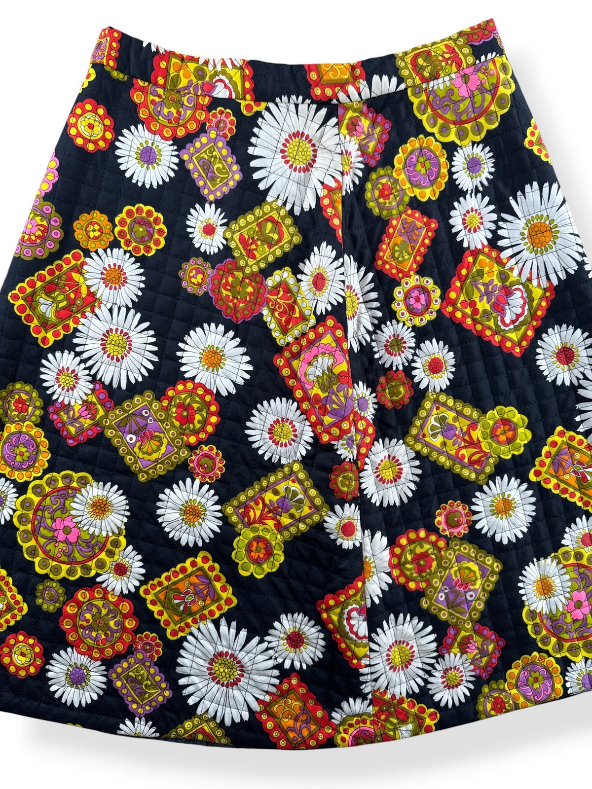 Close-up of Vintage 60s Floral Quilted Skirt W26