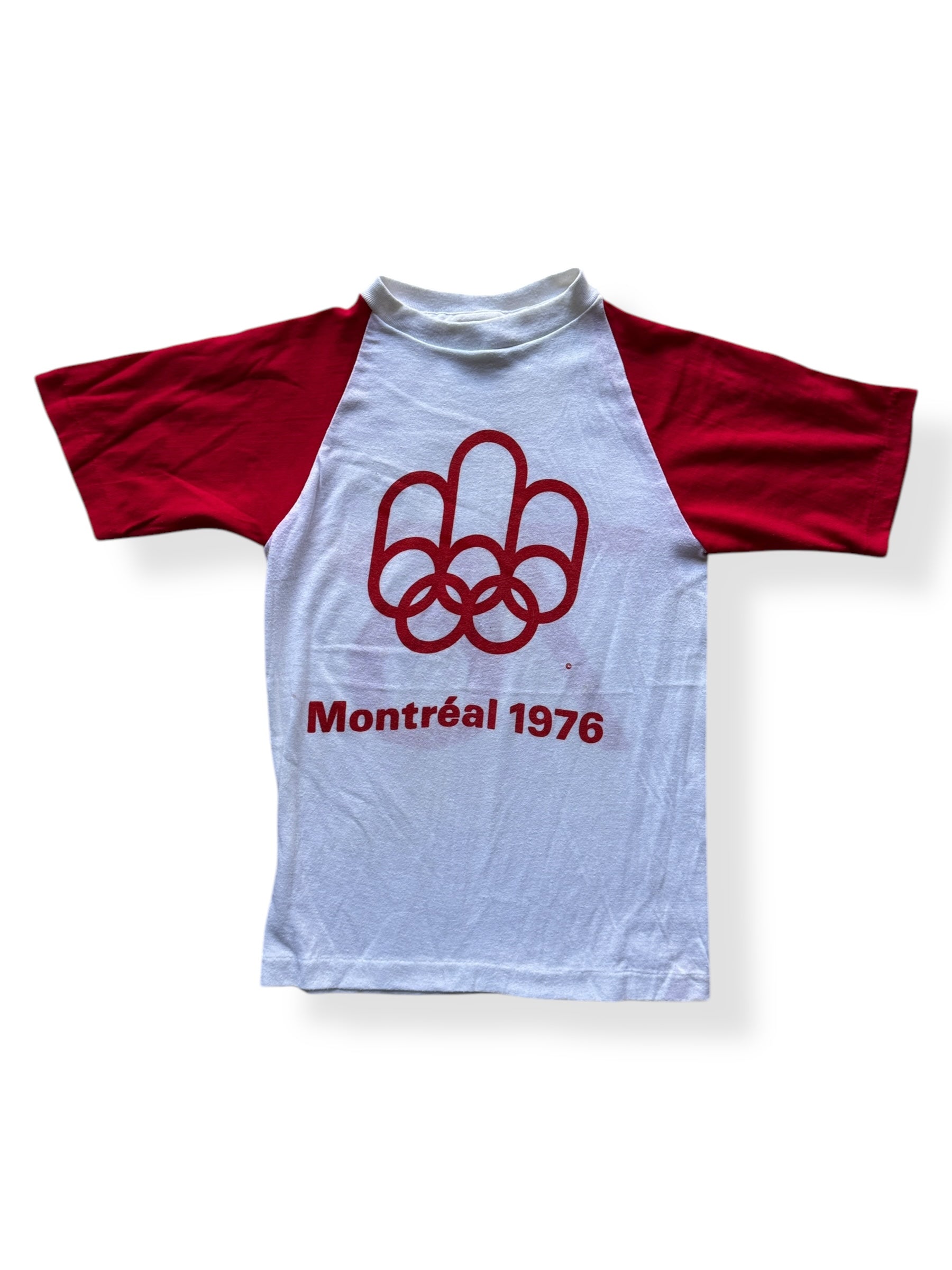 Front of Vintage 1976 Montreal Olympics Raglan Tee SZ Youth M