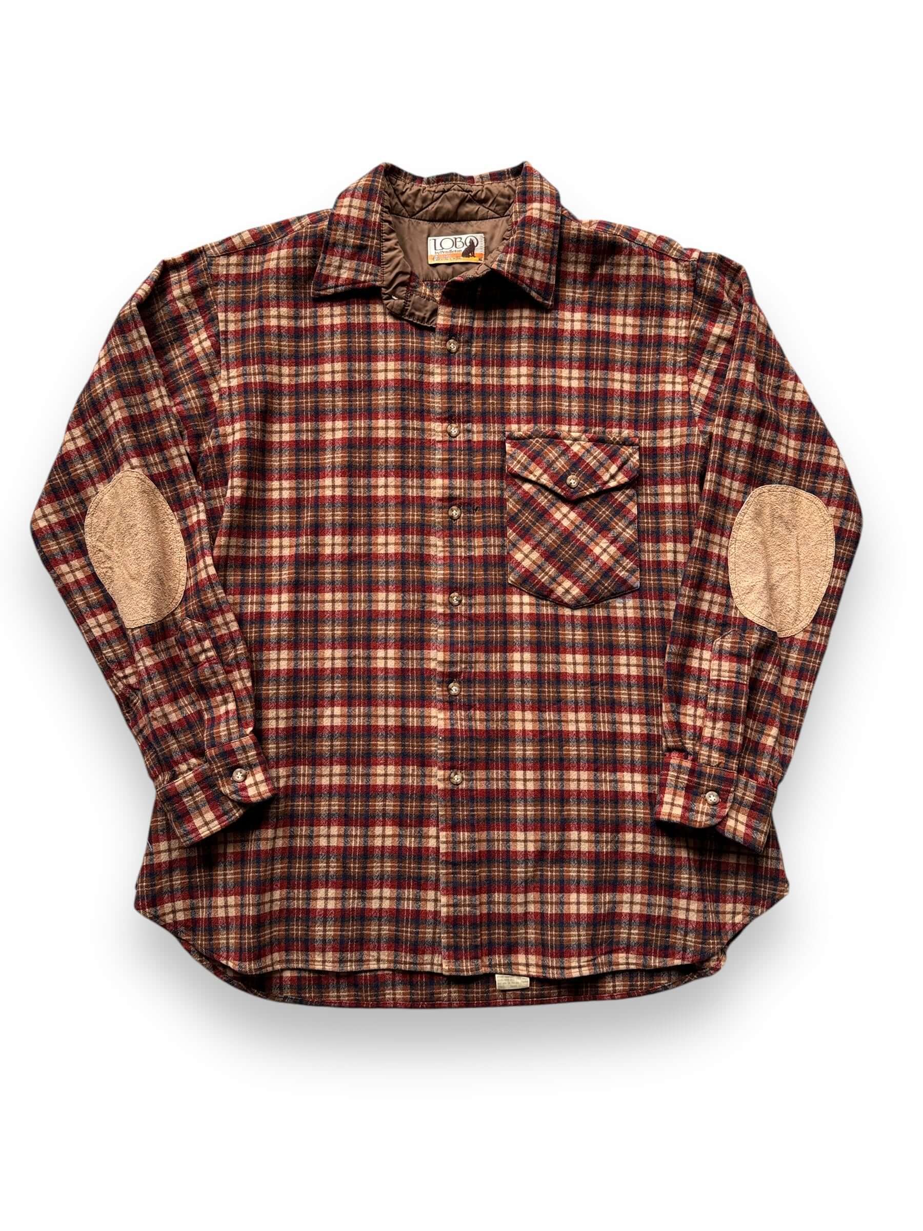 front of Vintage Pendleton Lobo Red/Brown Plaid Flannel SZ XL