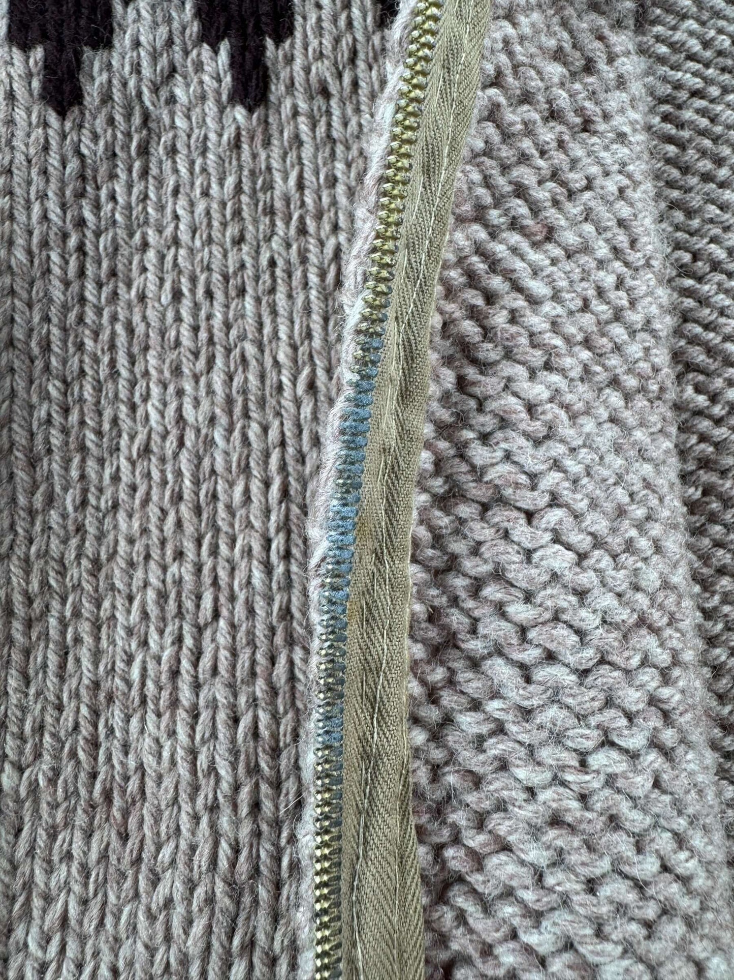 Rusted Zipper on Vintage Cowichan Style Sweater SZ L