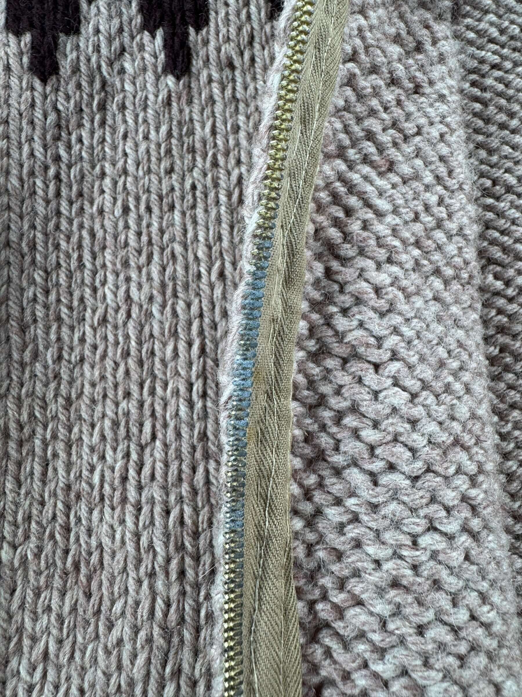 Rusted Zipper on Vintage Cowichan Style Sweater SZ L