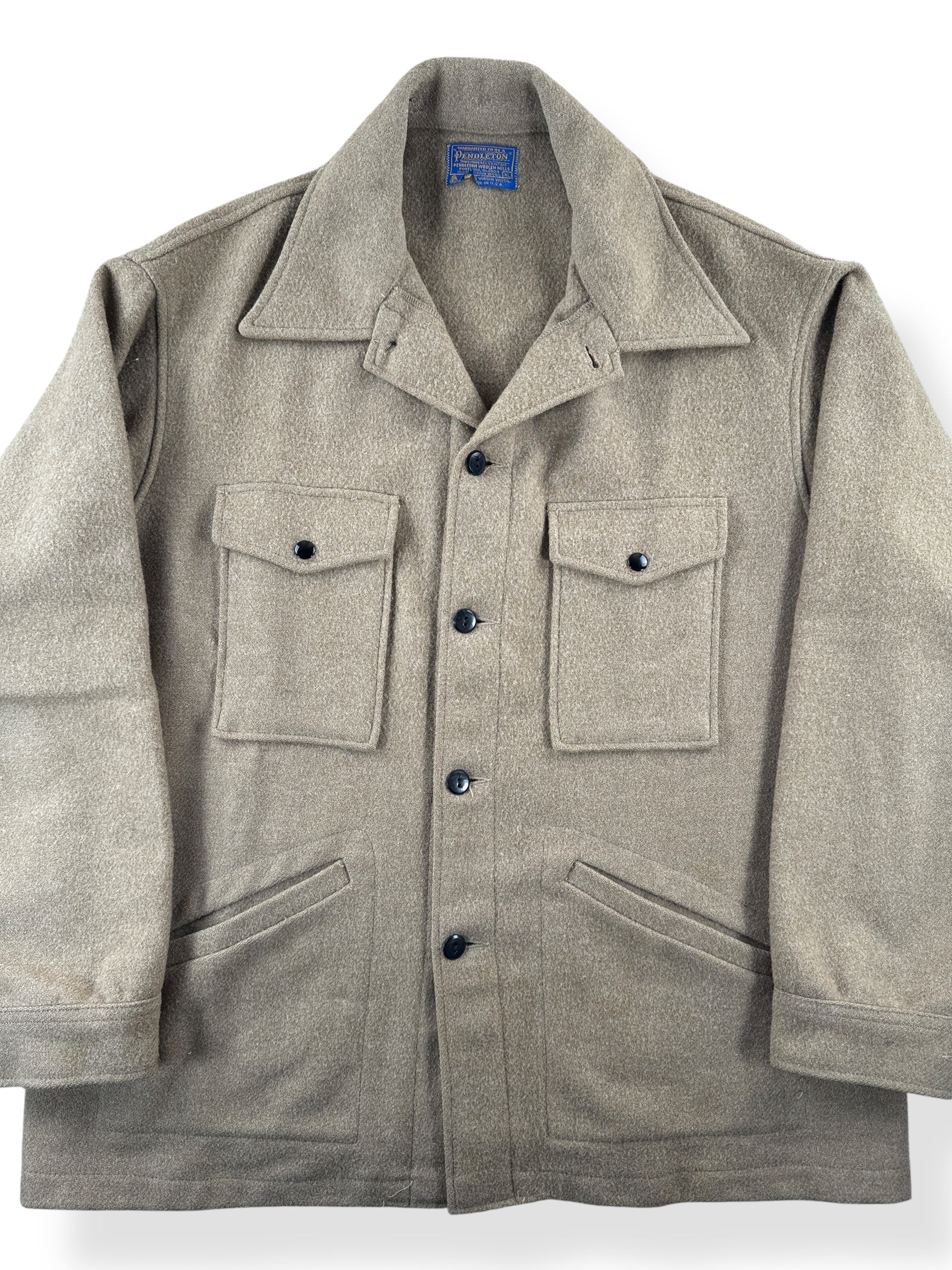 Front Close Up of Vintage Tan Pendleton Jacket SZ XL