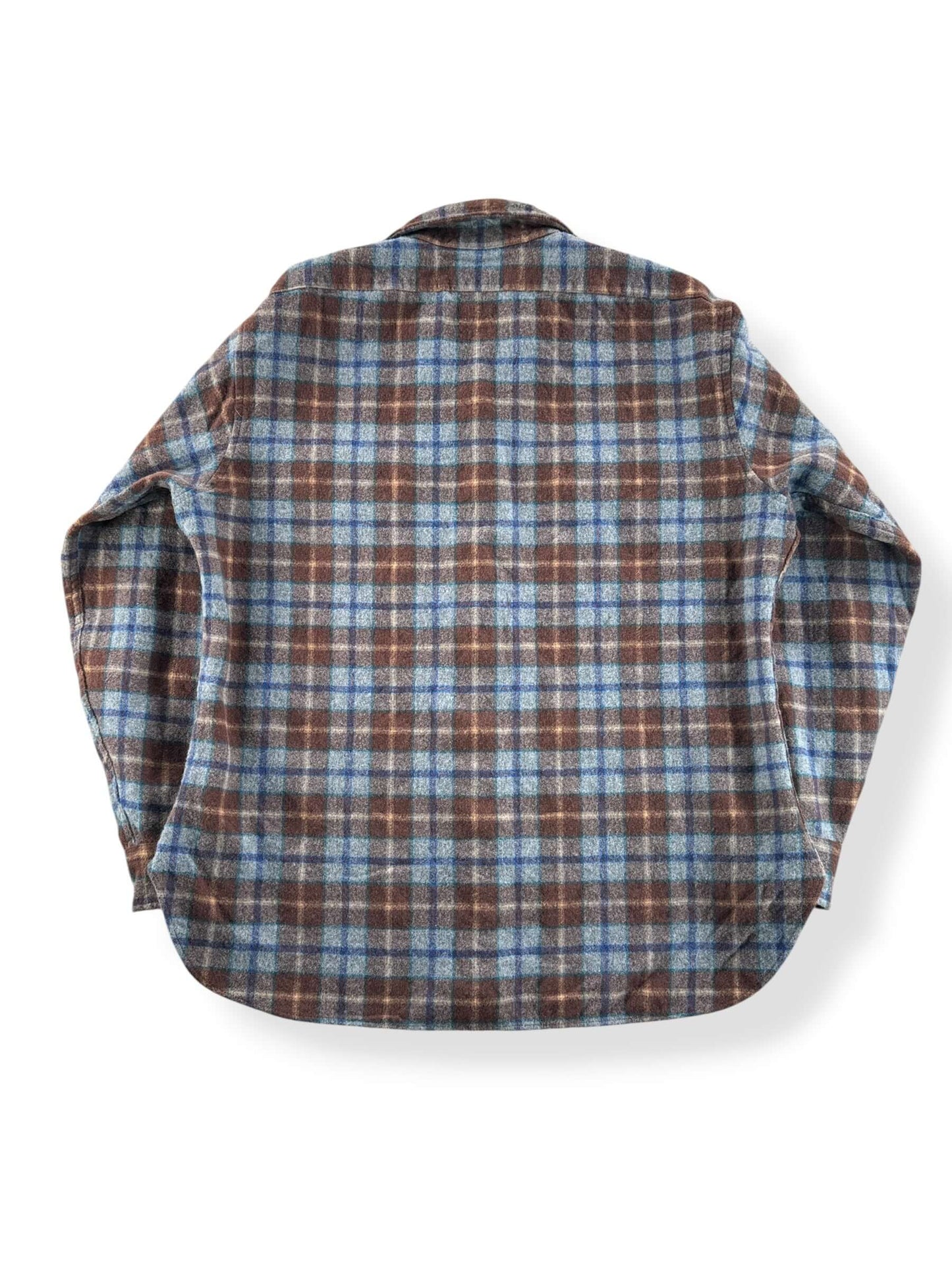 Back of Vintage Brown & Blue Pendleton Flannel SZ XL (Fits L)