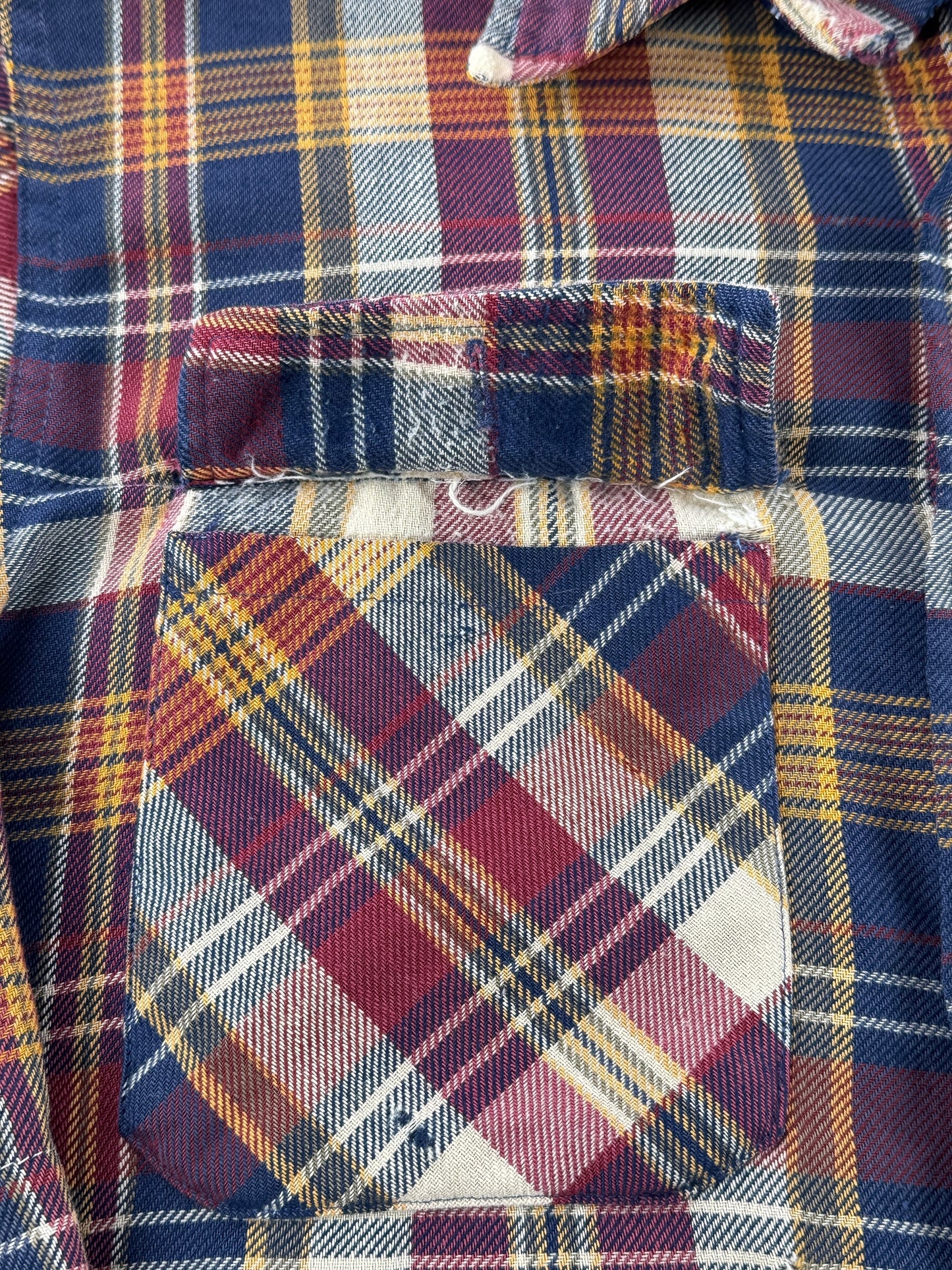 Missing pocket button on Vintage Thrashed 80's JC Penney Flannel SZ M