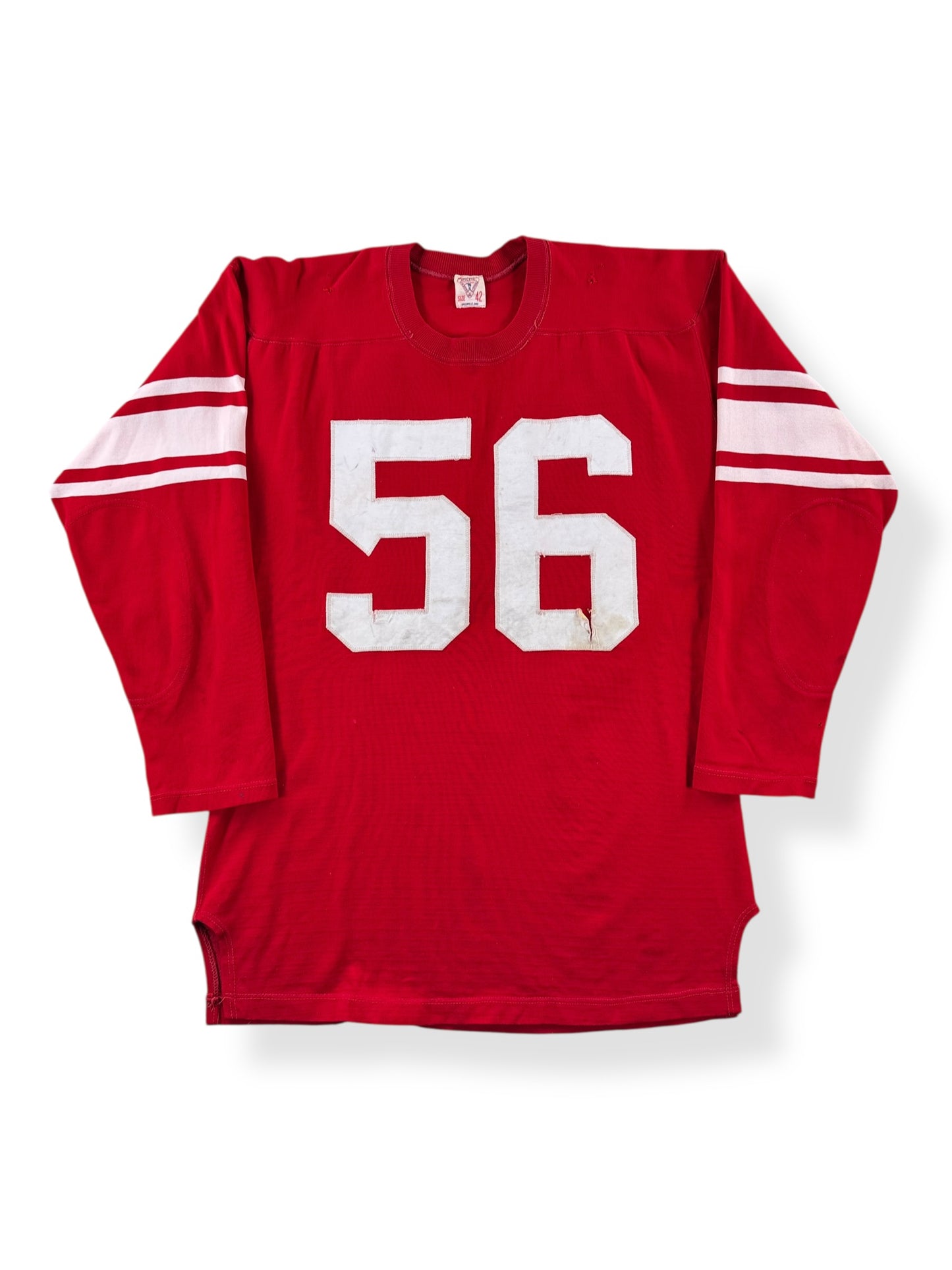 Front of Vintage General Athletic Products Red "56" Durene Jersey SZ 42 (Fits M)