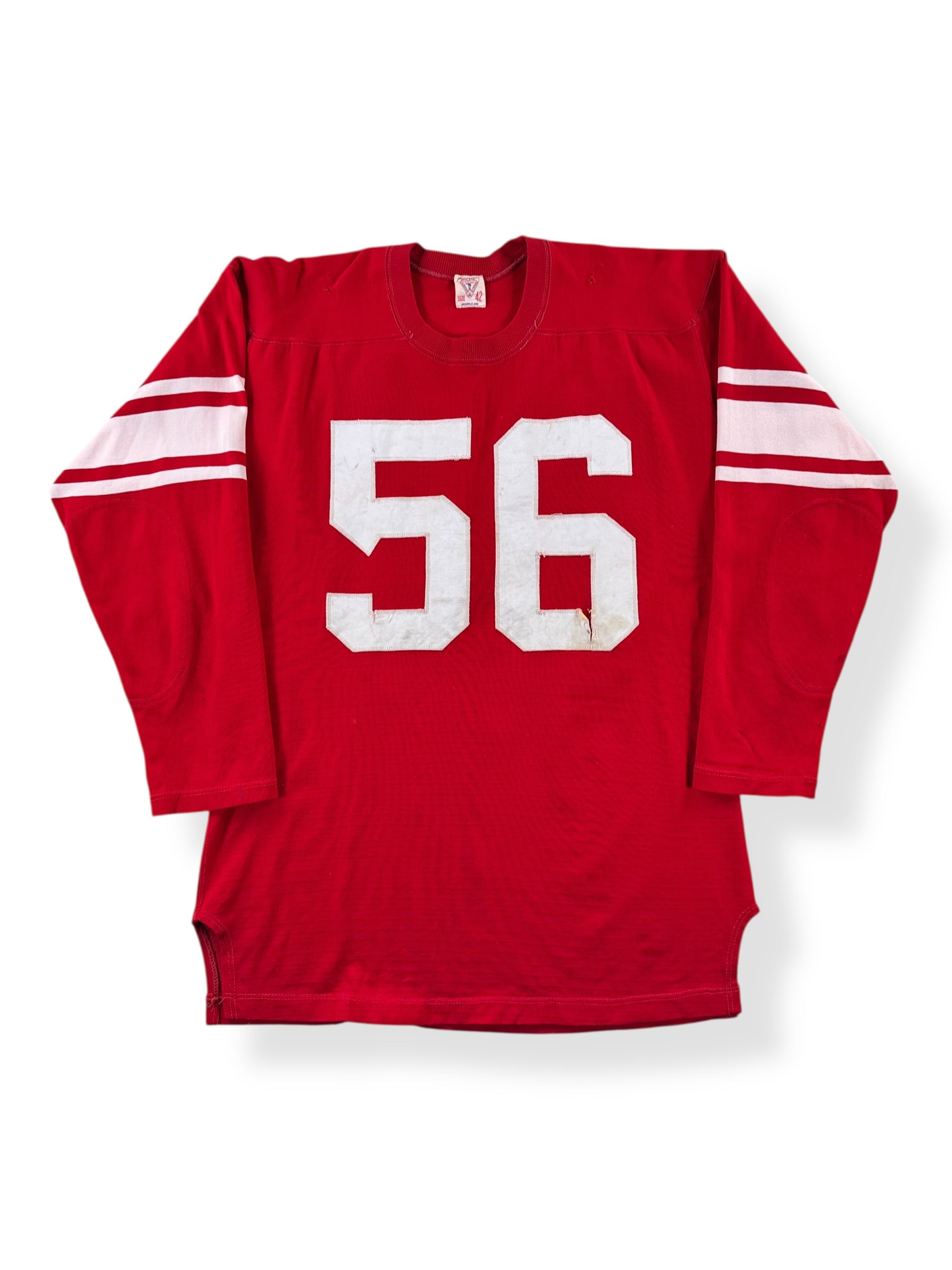 Front of Vintage General Athletic Products Red "56" Durene Jersey SZ 42 (Fits M)