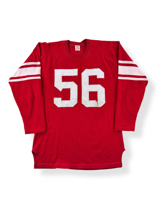 Front of Vintage General Athletic Products Red "56" Durene Jersey SZ 42 (Fits M)