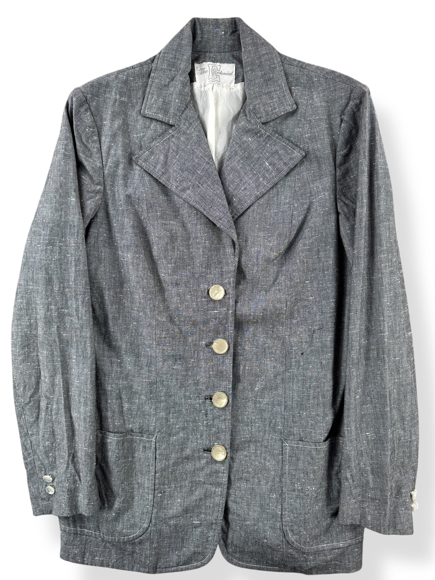 Front of Vintage 60s Silk Blend Blazer SZ S