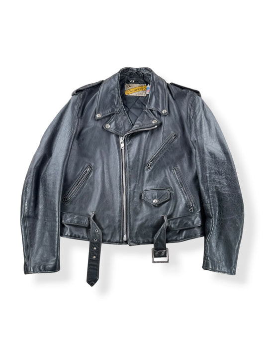 Front of Vintage 80s Era Schott Perfecto Leather Jacket SZ 44