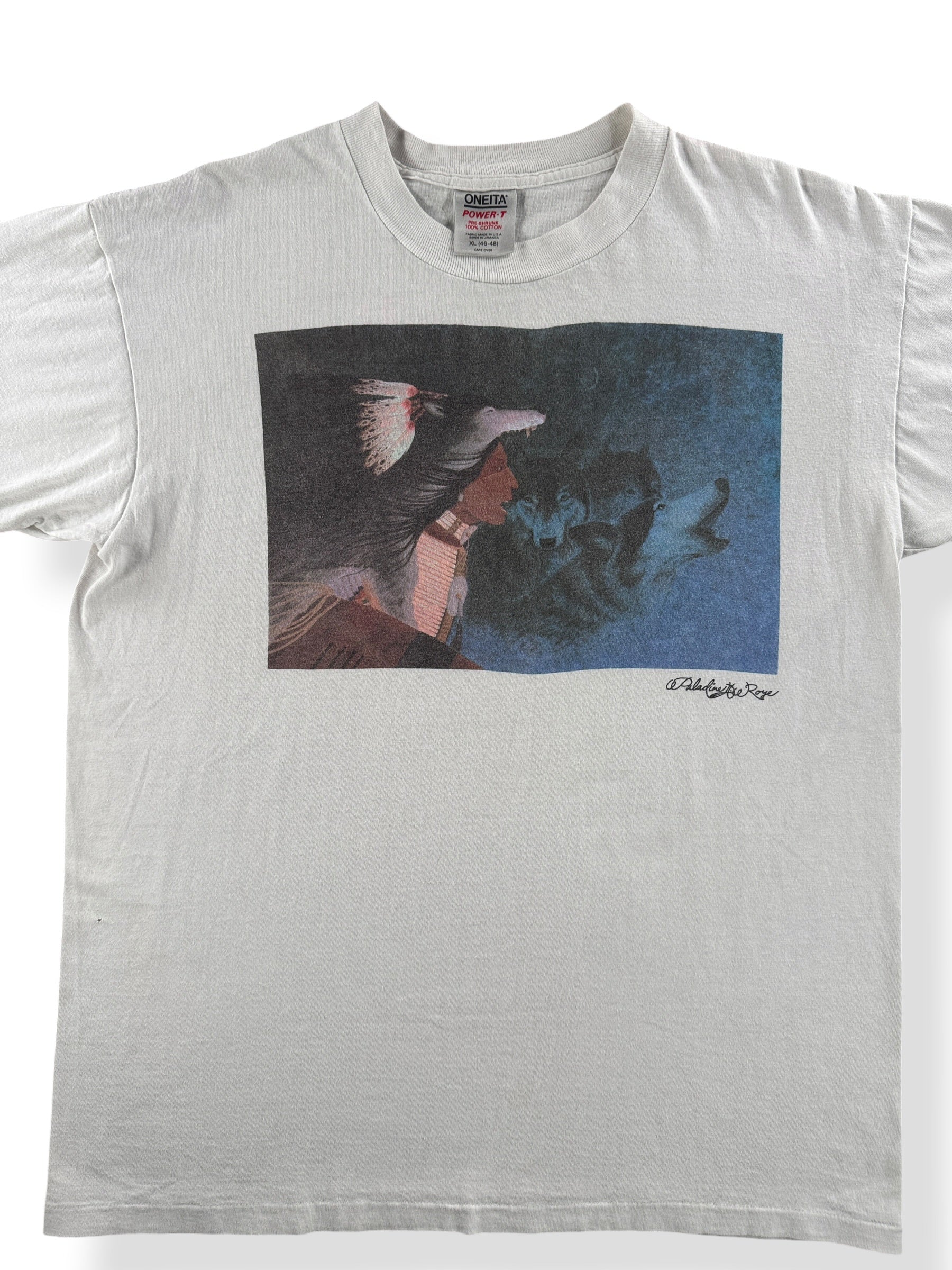 Front Close Up of Vintage Indigenous Art Tee SZ XL (Fits L)