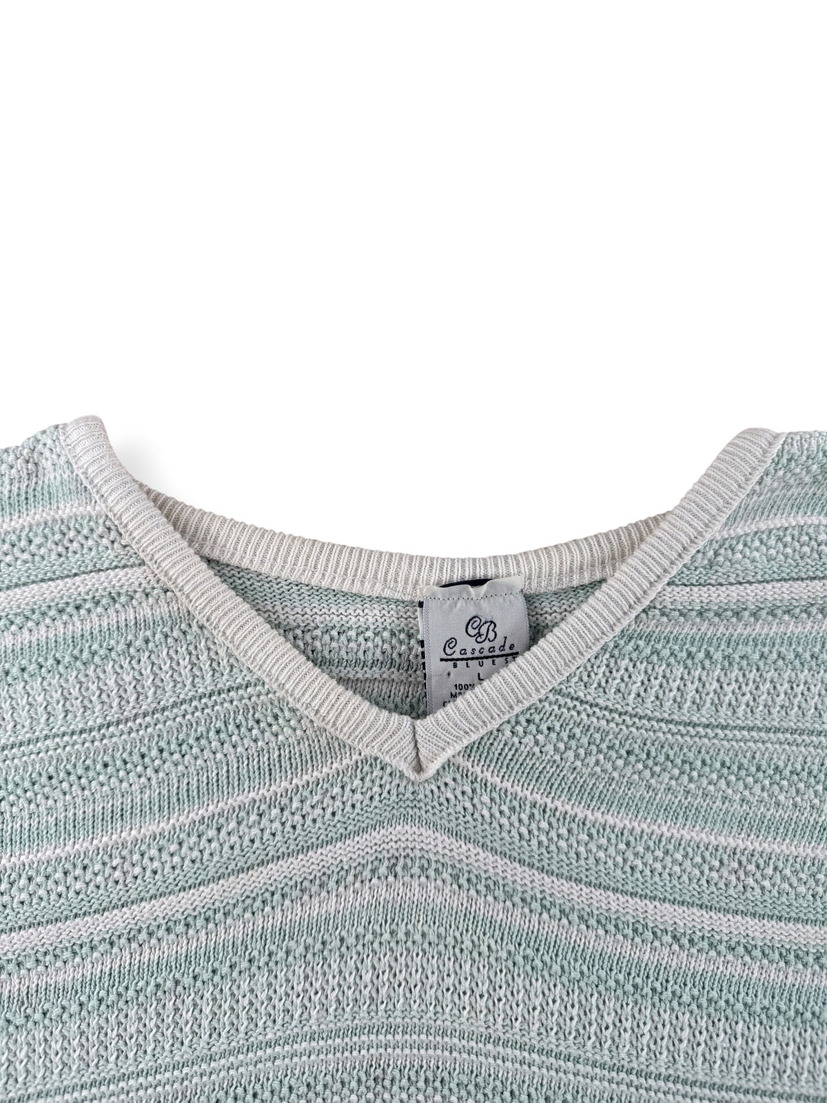 Collar on Vintage Cascade Blues Knit Top SZ L