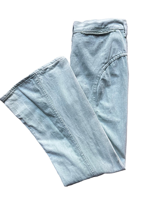 Folded view of Vintage 1970s Lee Mint Green Moleskin Pants W33 | Barn Owl Vintage Seattle | Vintage Denim