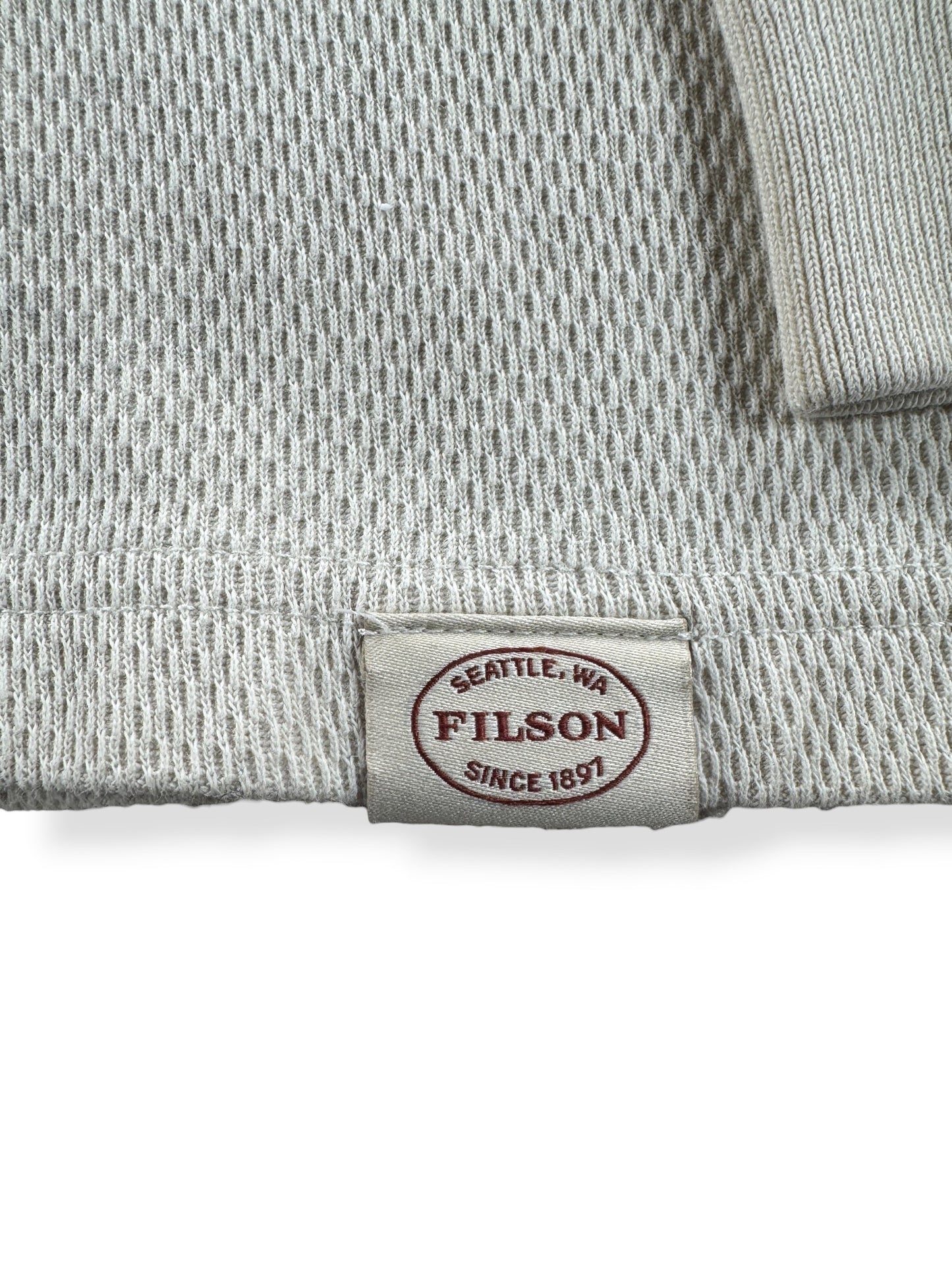 Label on Filson Waffle Knit Thermal Crewneck SZ L