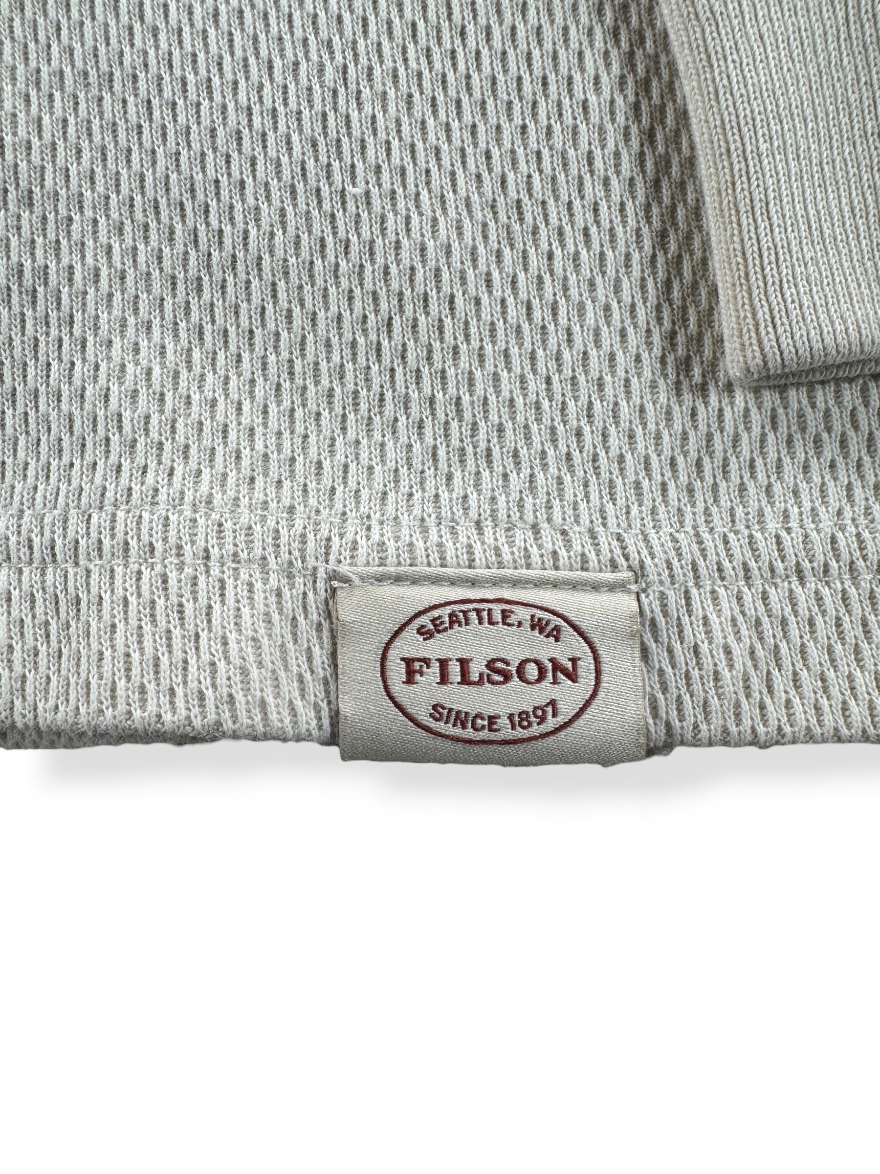 Label on Filson Waffle Knit Thermal Crewneck SZ L