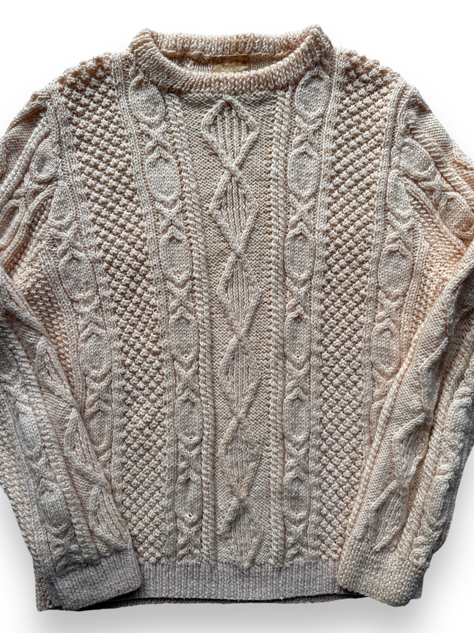 front close up of Vintage Cable Knit Wool Sweater L