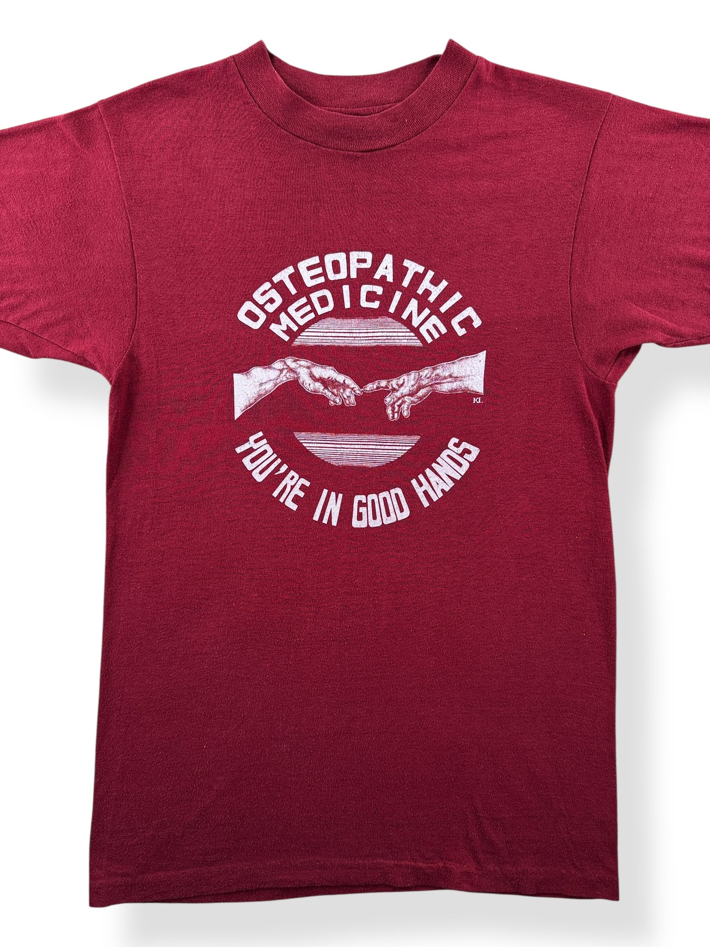 Front Close Up of Vintage Osteopathic Medicine Tee SZ S (Fits XS)