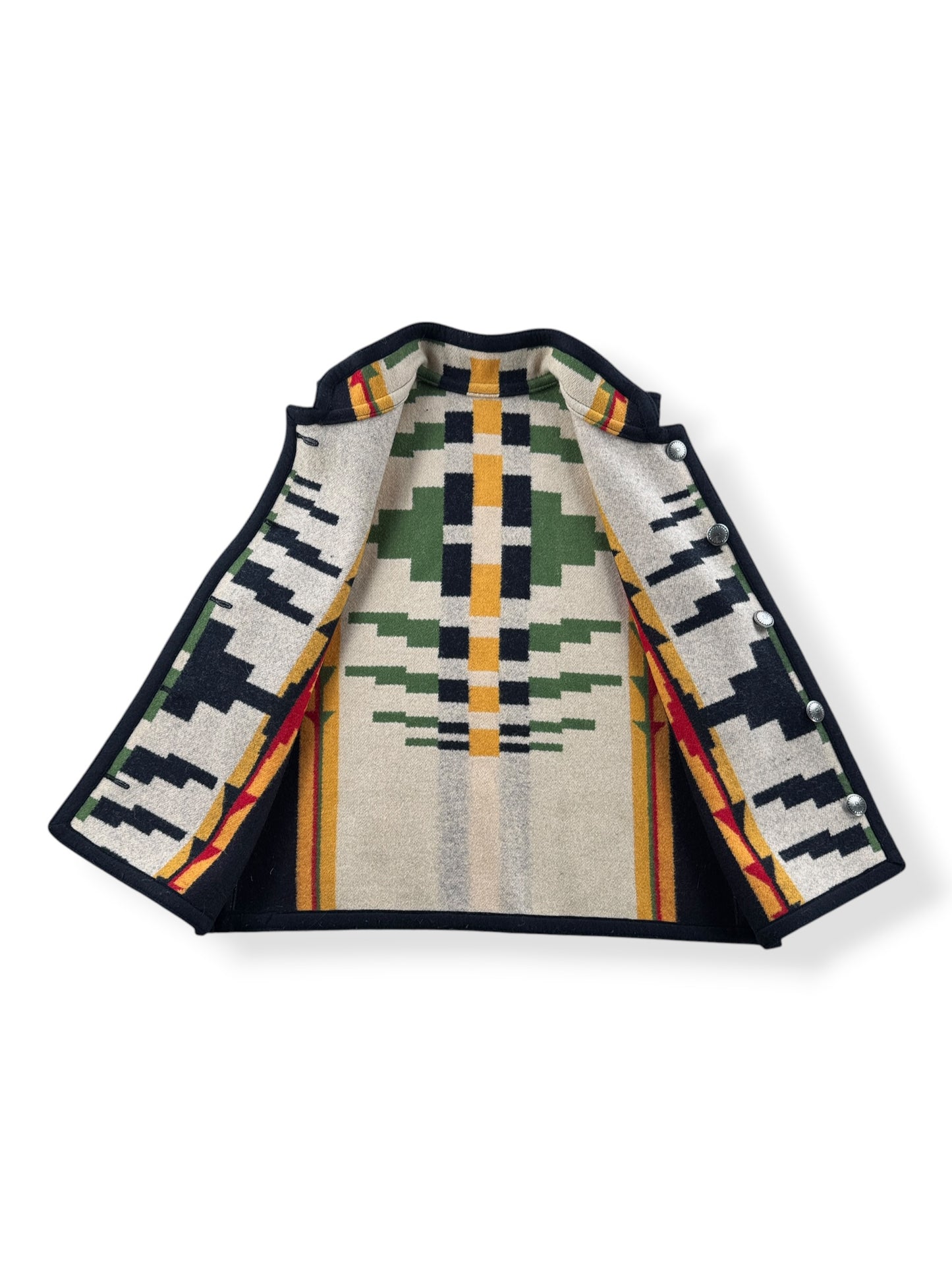 Inside of Vintage Reversible Concho Button Wool Vest SZ XS