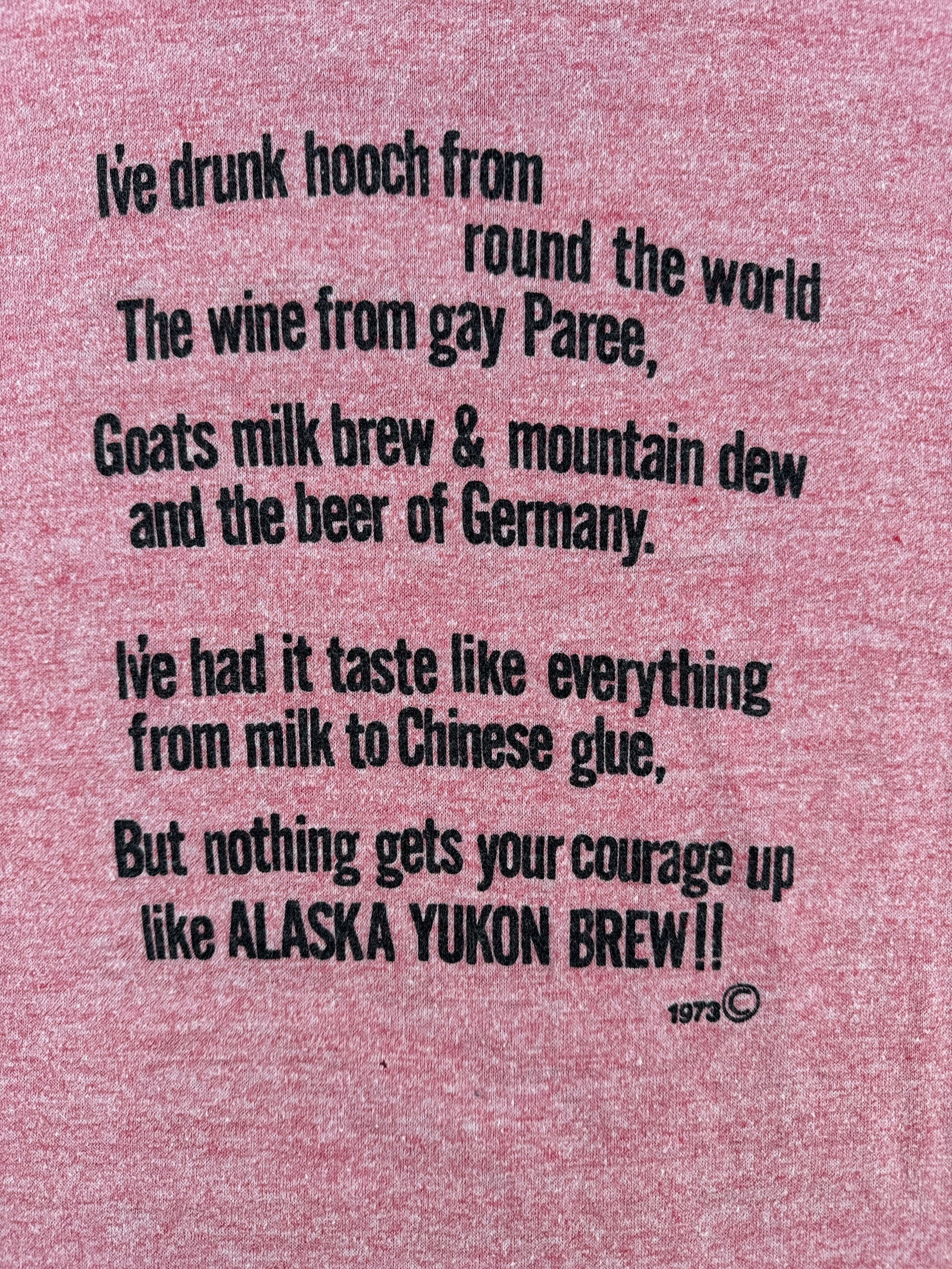 Back Graphic of Vintage 70s Alaska Ale Ringer Tee SZ S