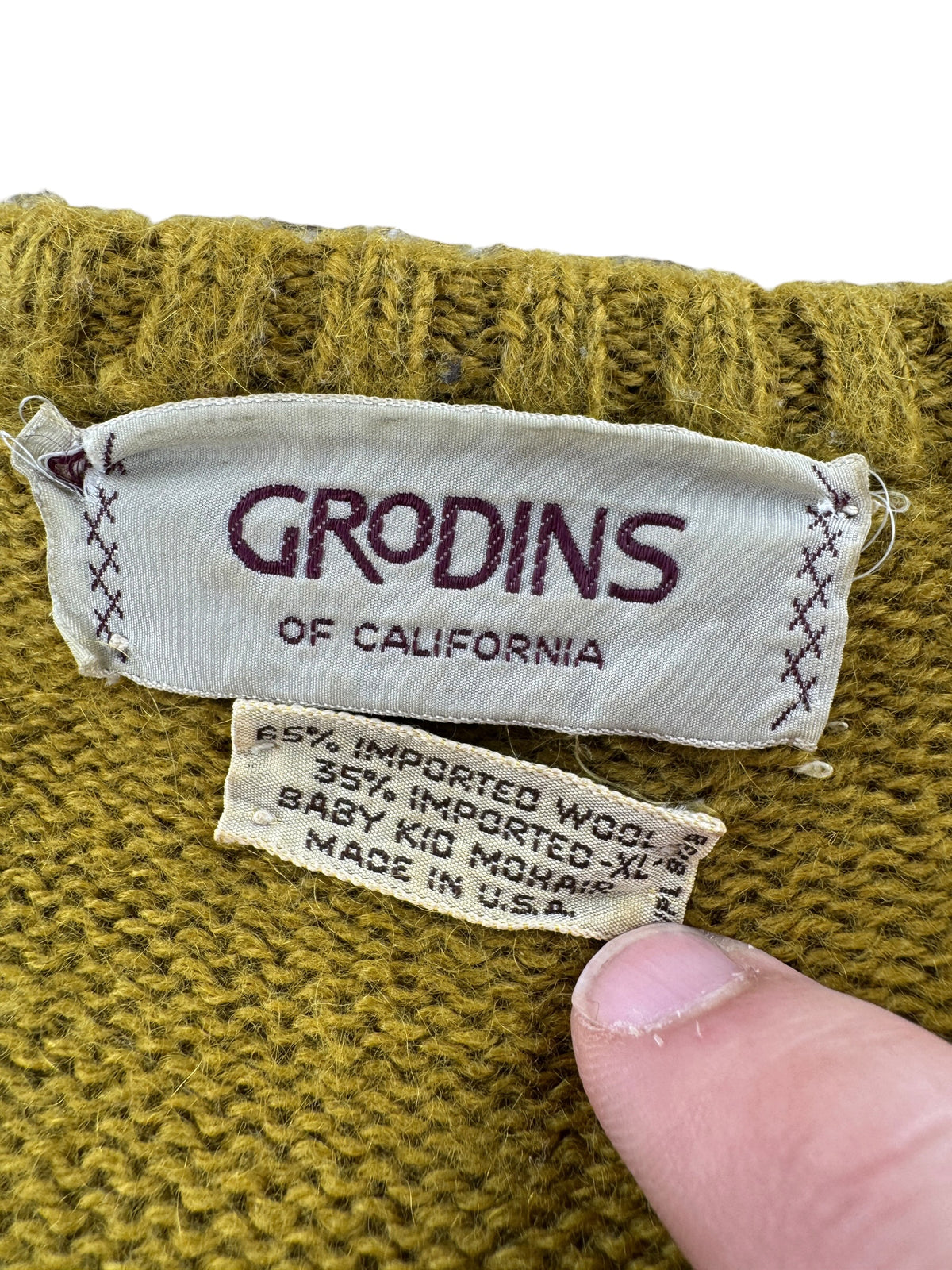 Tags on Vintage Grodins Mohair Blend Sweater SZ XL