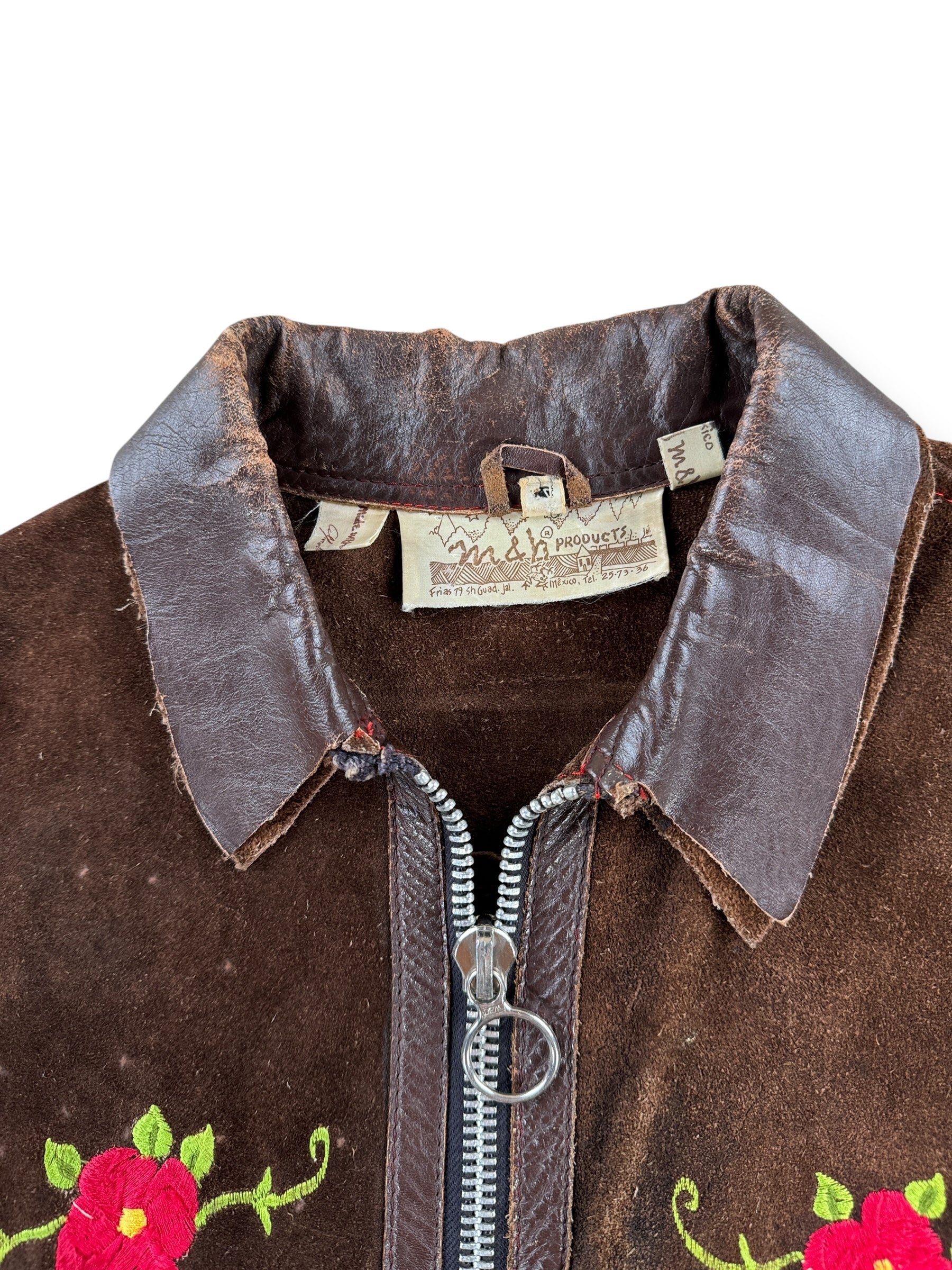 Collar on Vintage Made in Mexico Suede Leather Jacket SZ S