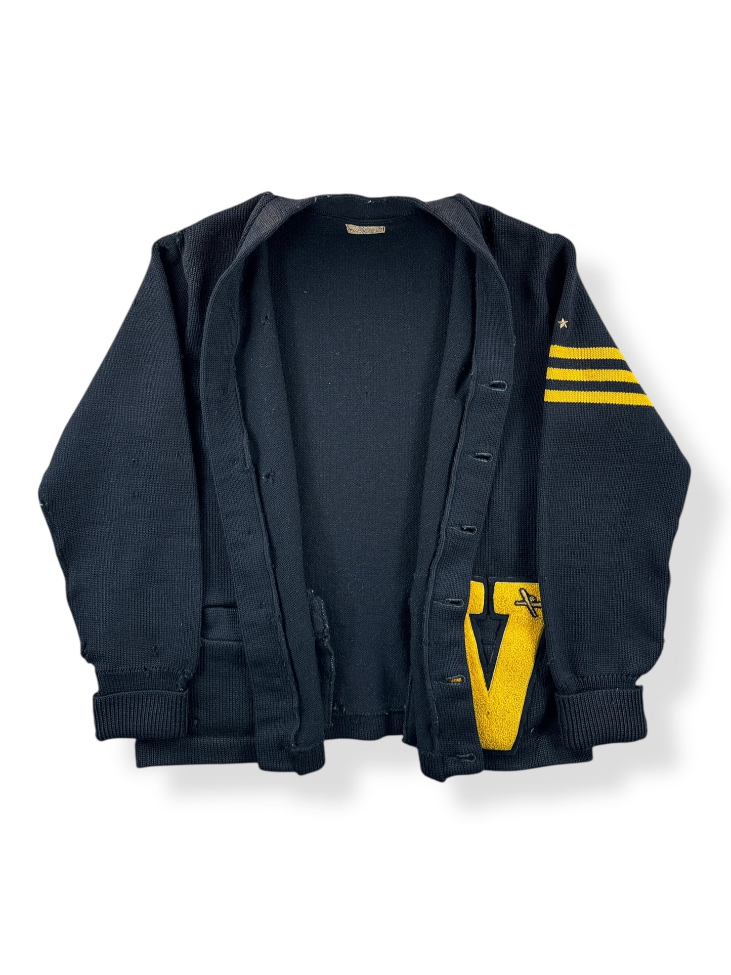 Inside of Vintage Whitings Varsity Sweater SZ M AS IS