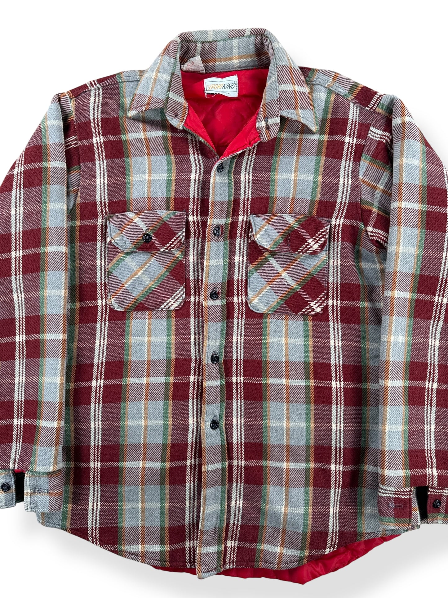 Front Close Up of Vintage Quilted Sport King Cotton Flannel SZ M