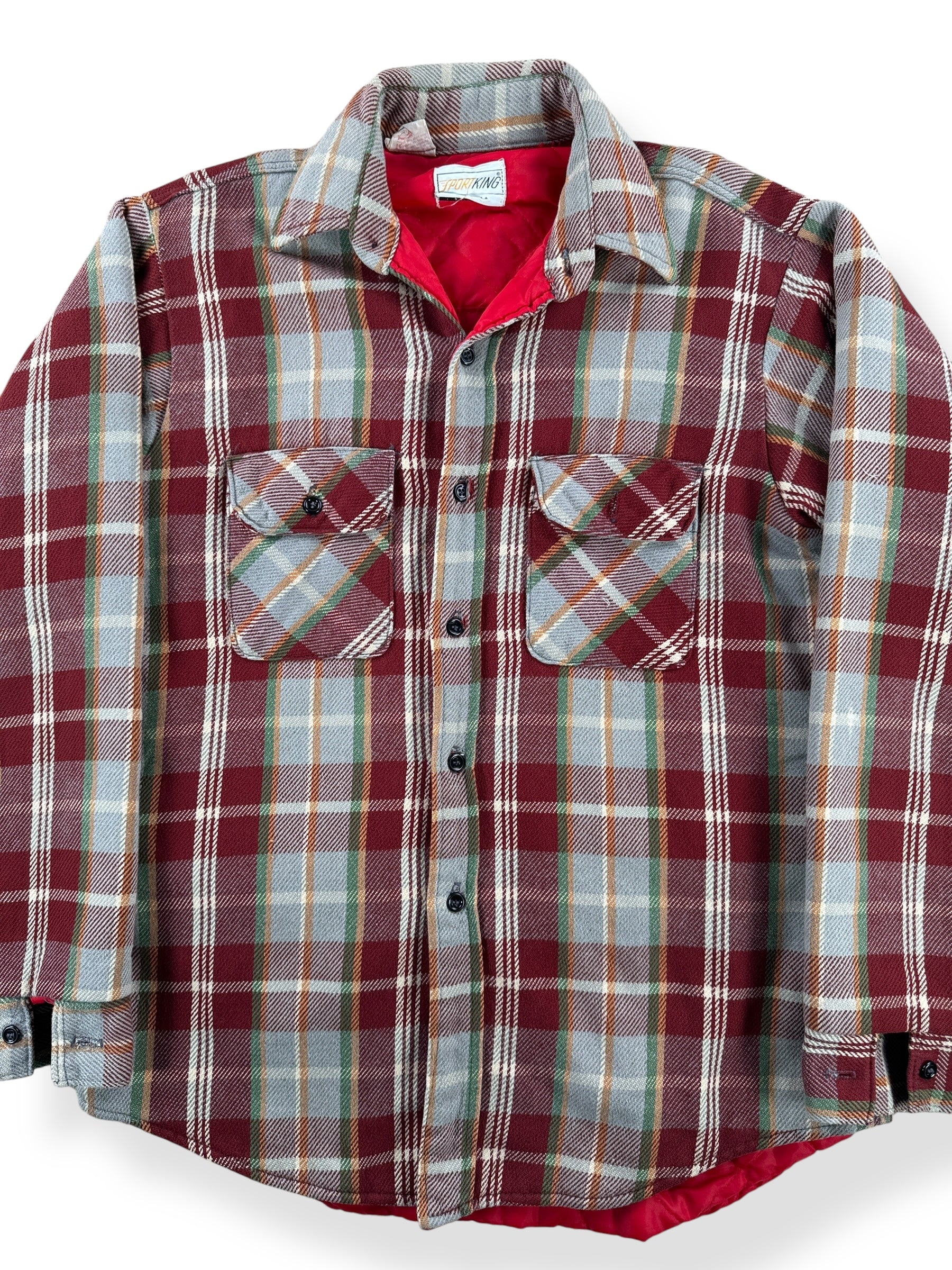 Front Close Up of Vintage Quilted Sport King Cotton Flannel SZ M
