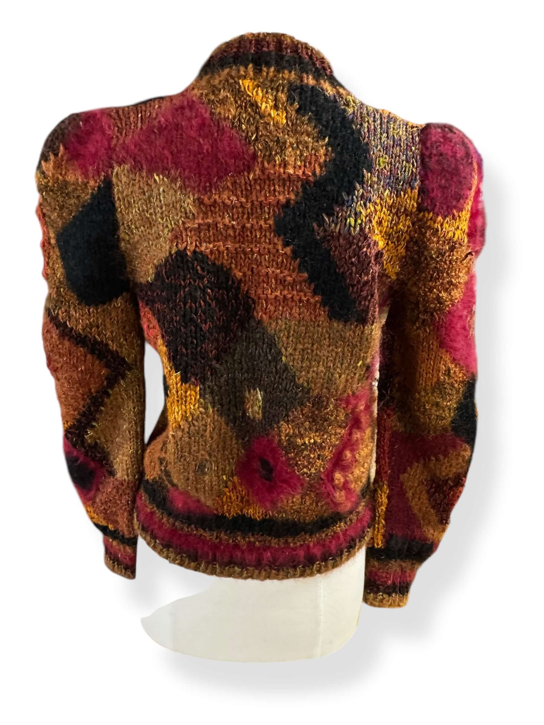 Back view of 1980s Ilene Danchig Artsy Cardigan Sweater M