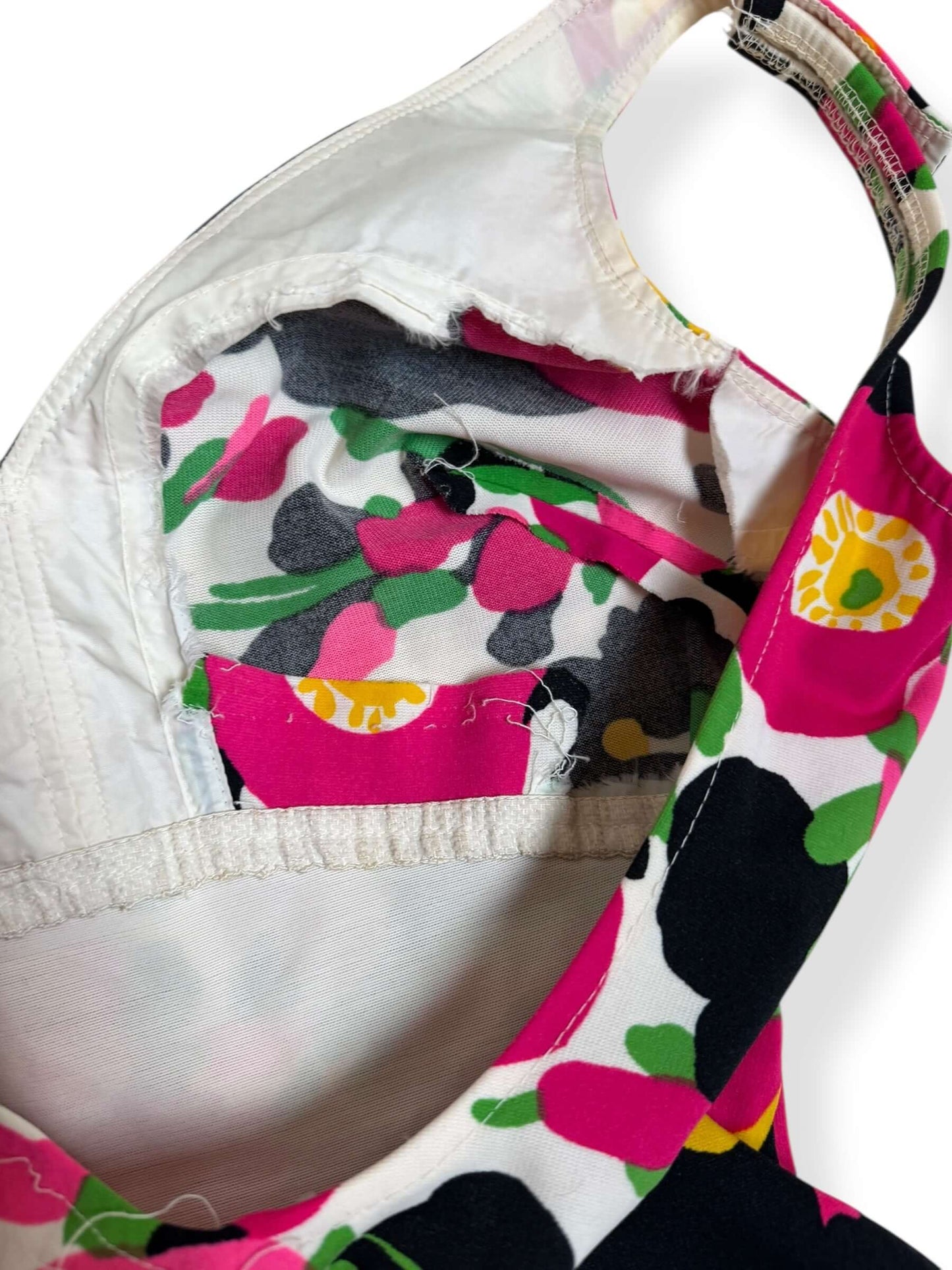 Right breast 1960s Vibrant Floral Roxanne Bathing Suit S-L