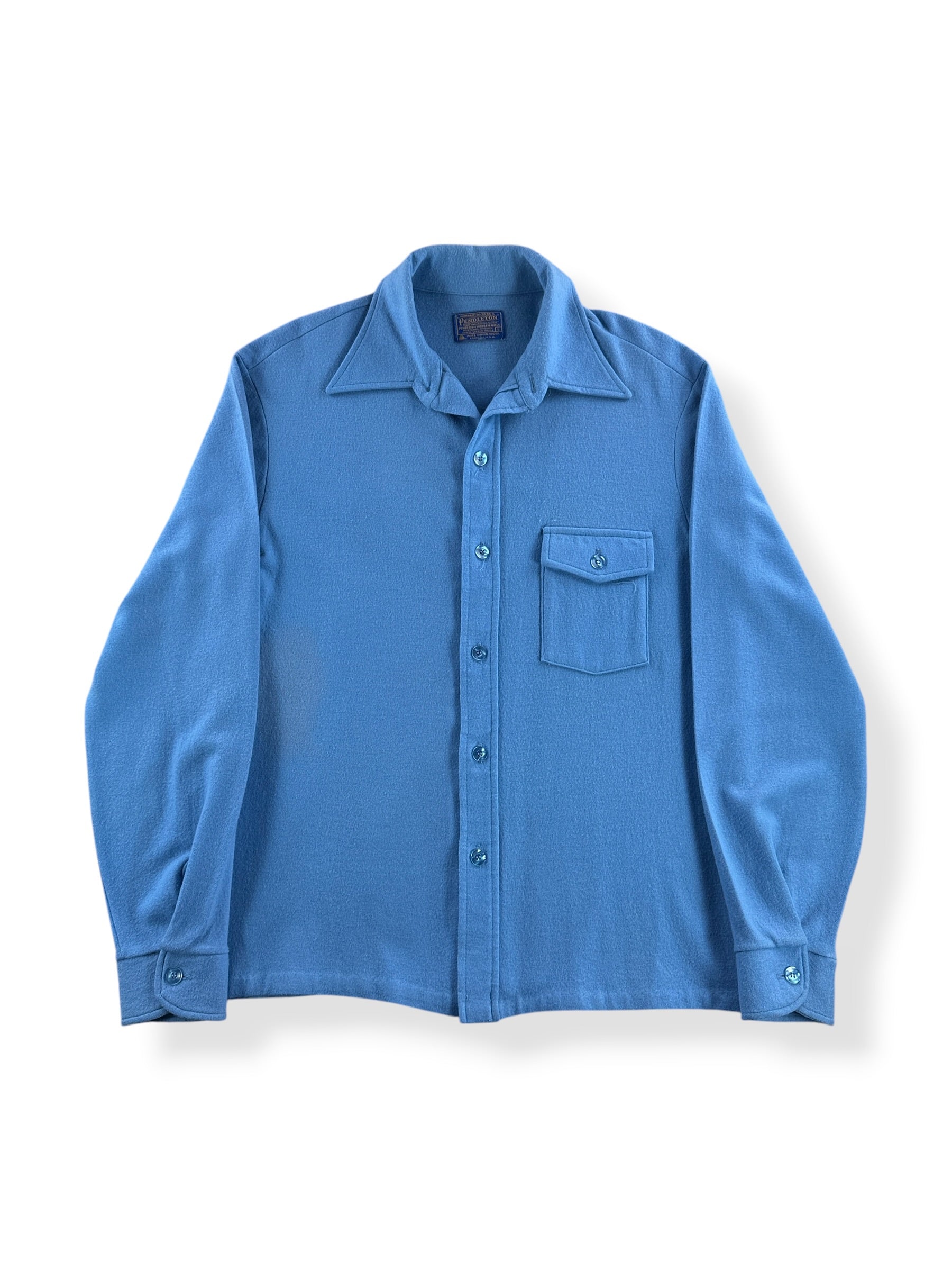 Front of Vintage Light Blue Pendleton Soft Wool Shirt SZ L