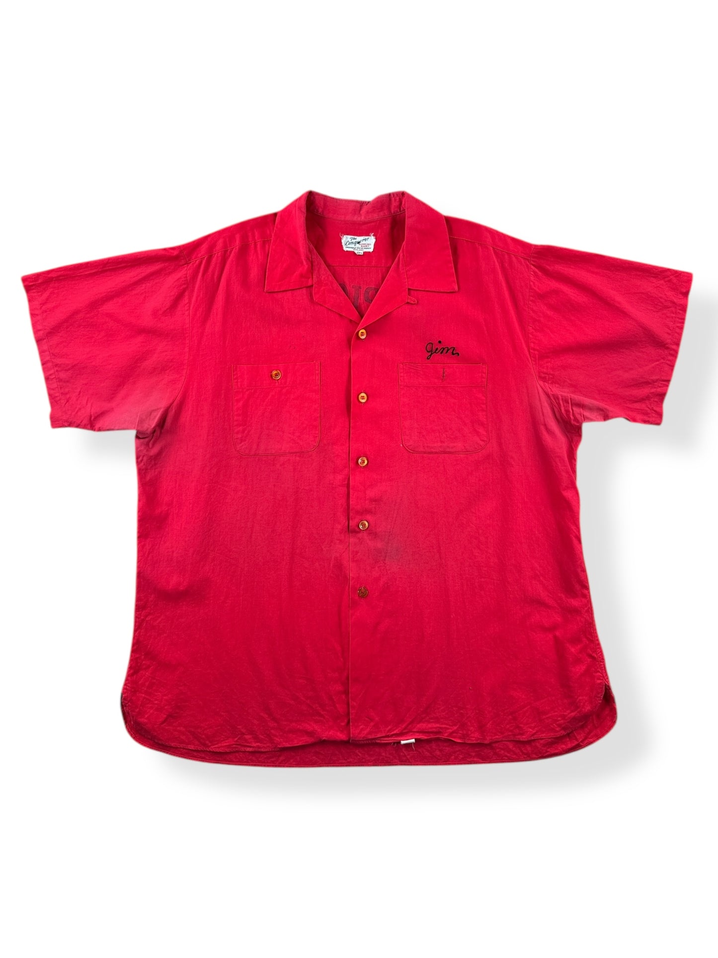 Front of Vintage Seattle Marine Upholsterer Bob Picot Inc Bowling Shirt SZ XL