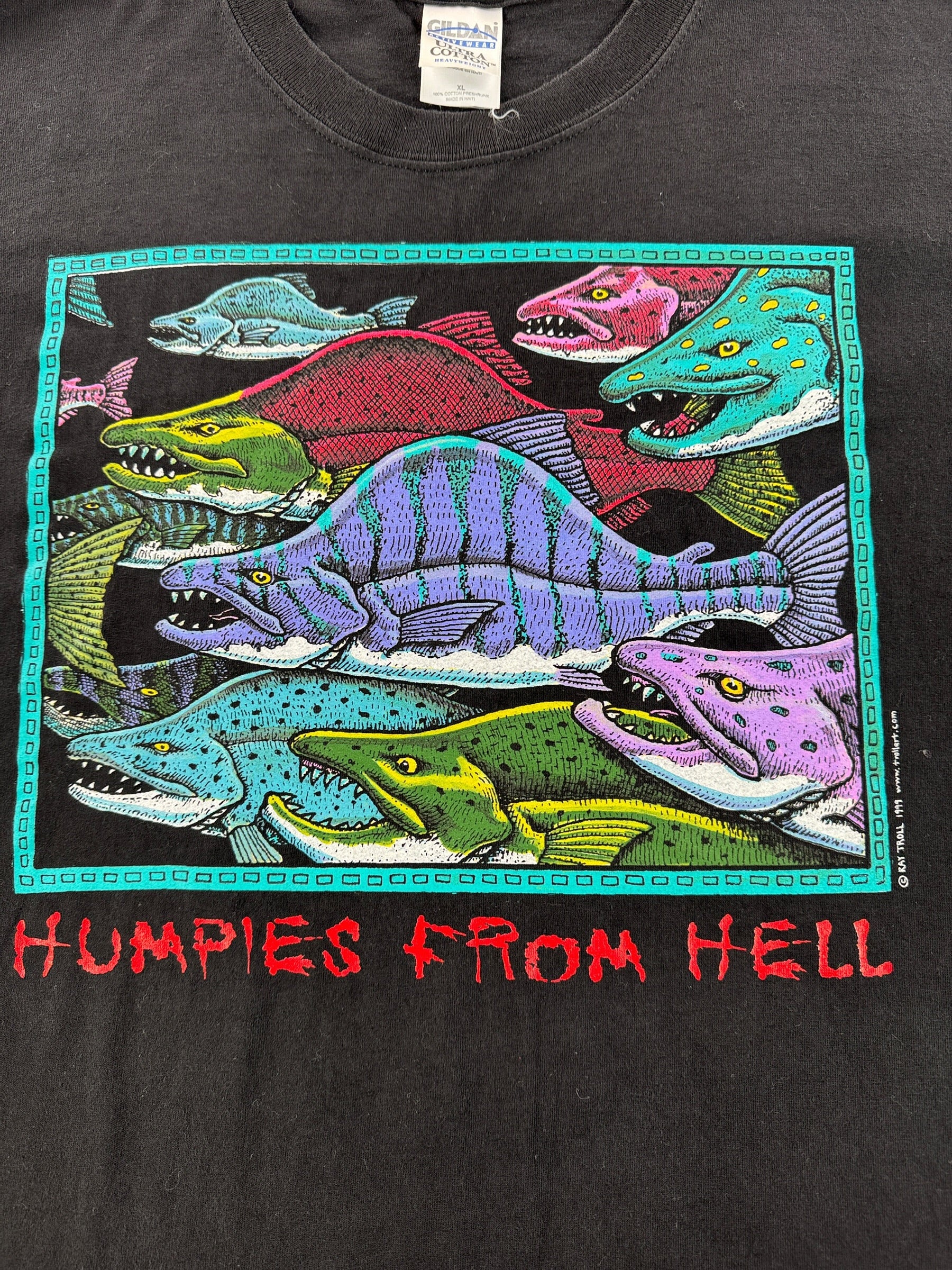 Graphic of Ray Troll Humpies 1999 Tee SZ XL (Fits L)