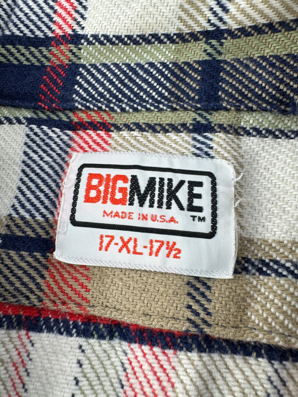 Tag on Vintage 1970s/80s Big Mike Cotton Woven Flannel SZ XL